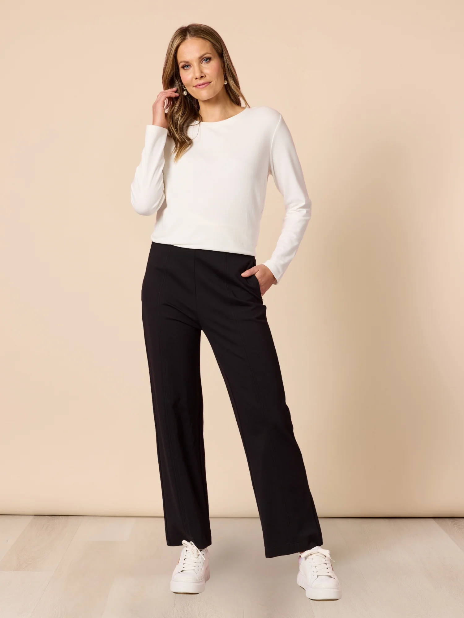 Pippa Straight Leg Ponte Pant - Black - Image 2