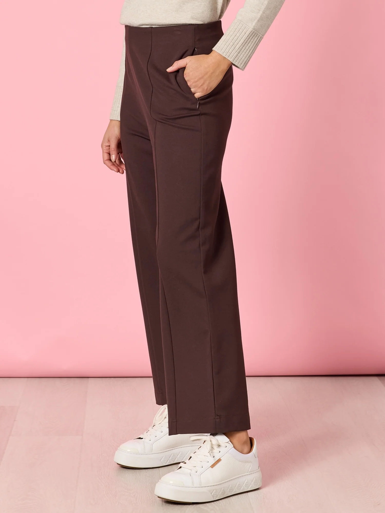 Pippa Straight Leg Ponte Pant - Espresso - Image 3