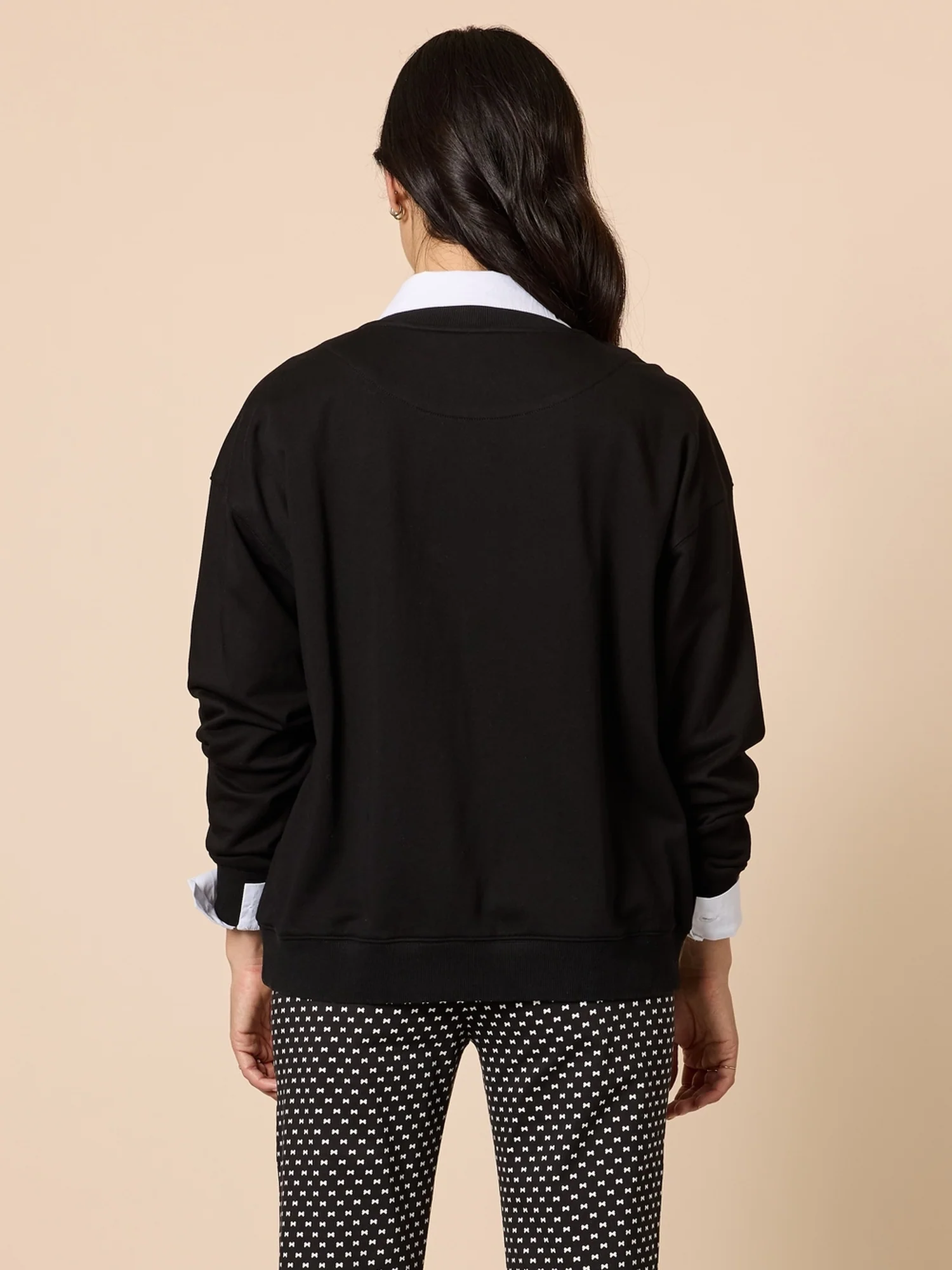 Pretty Bow Print Sweatshirt - Black - Image 7