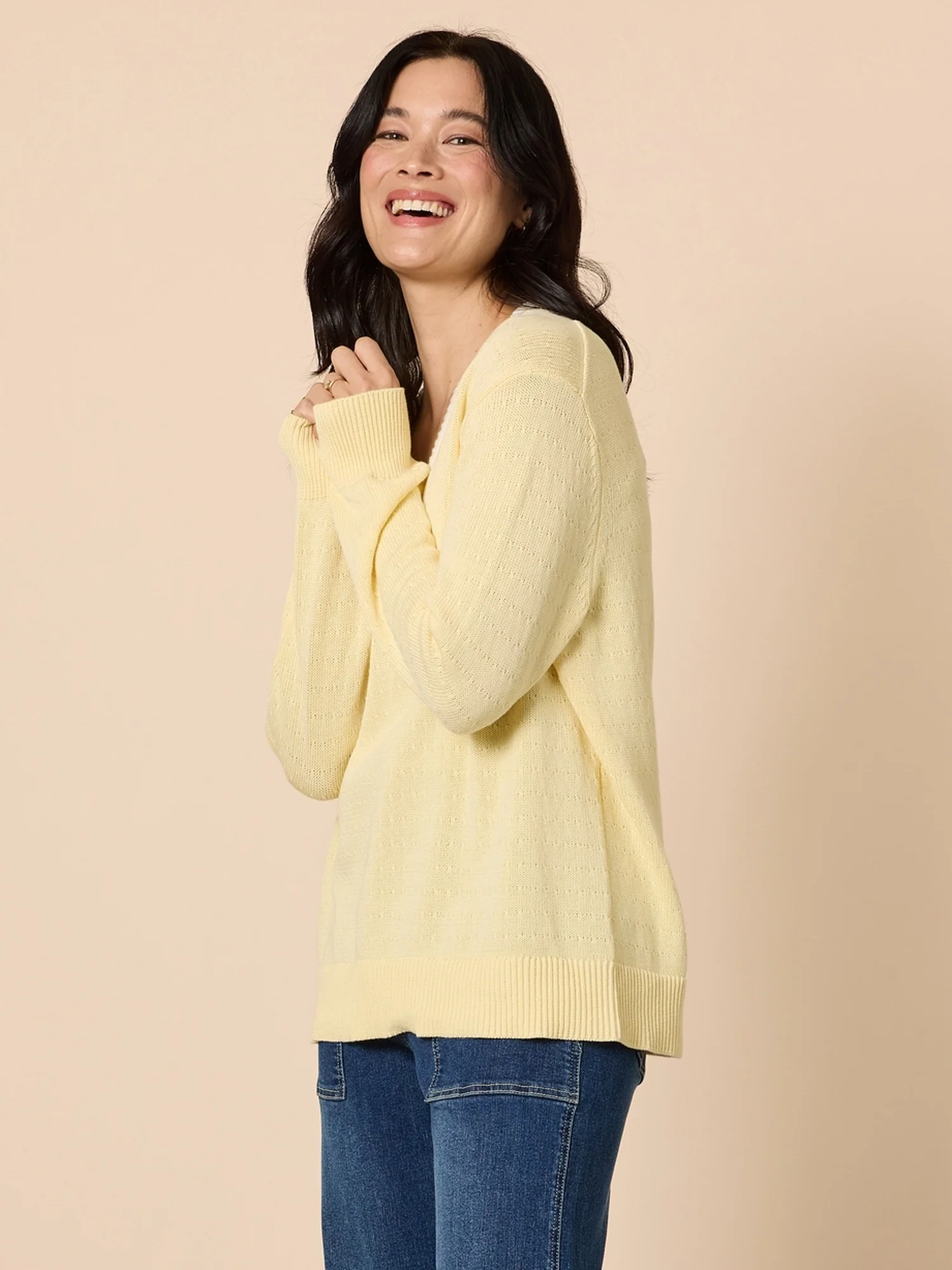 Princeton V Neck Knit Jumper - Lemon - Image 3