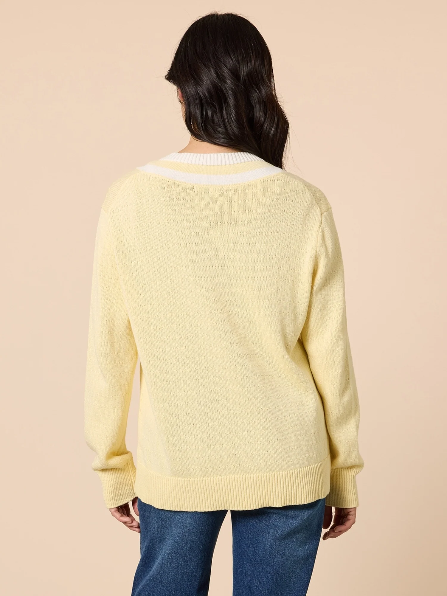 Princeton V Neck Knit Jumper - Lemon - Image 4
