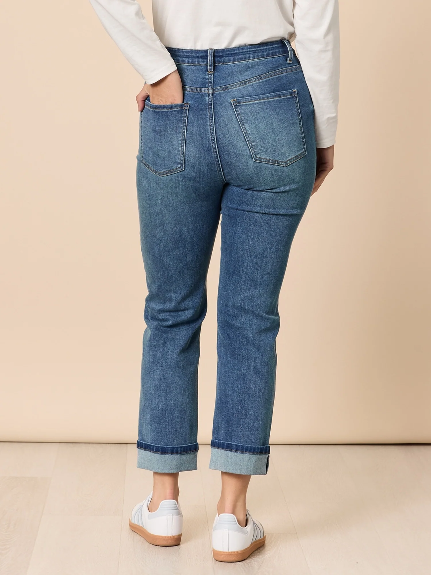 Retro Cuff Straight Leg Jean - Denim - Image 3