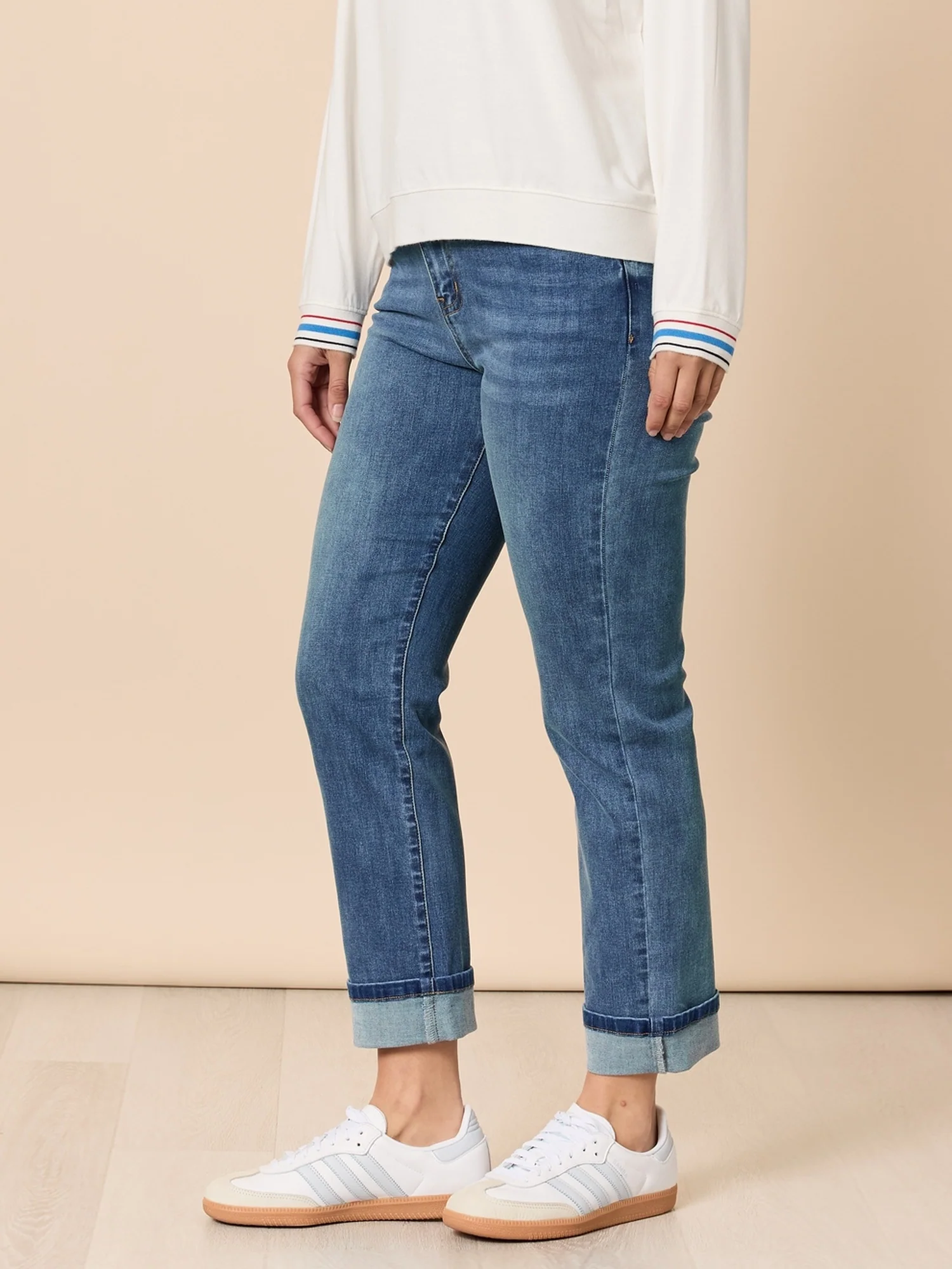 Retro Cuff Straight Leg Jean - Denim - Image 4