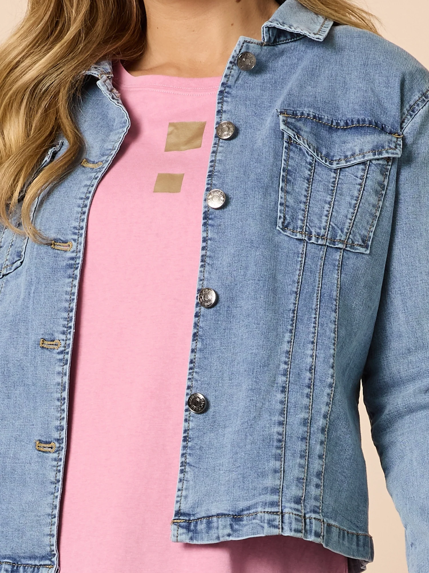 Retro Denim Jacket - Washed Denim - Image 6