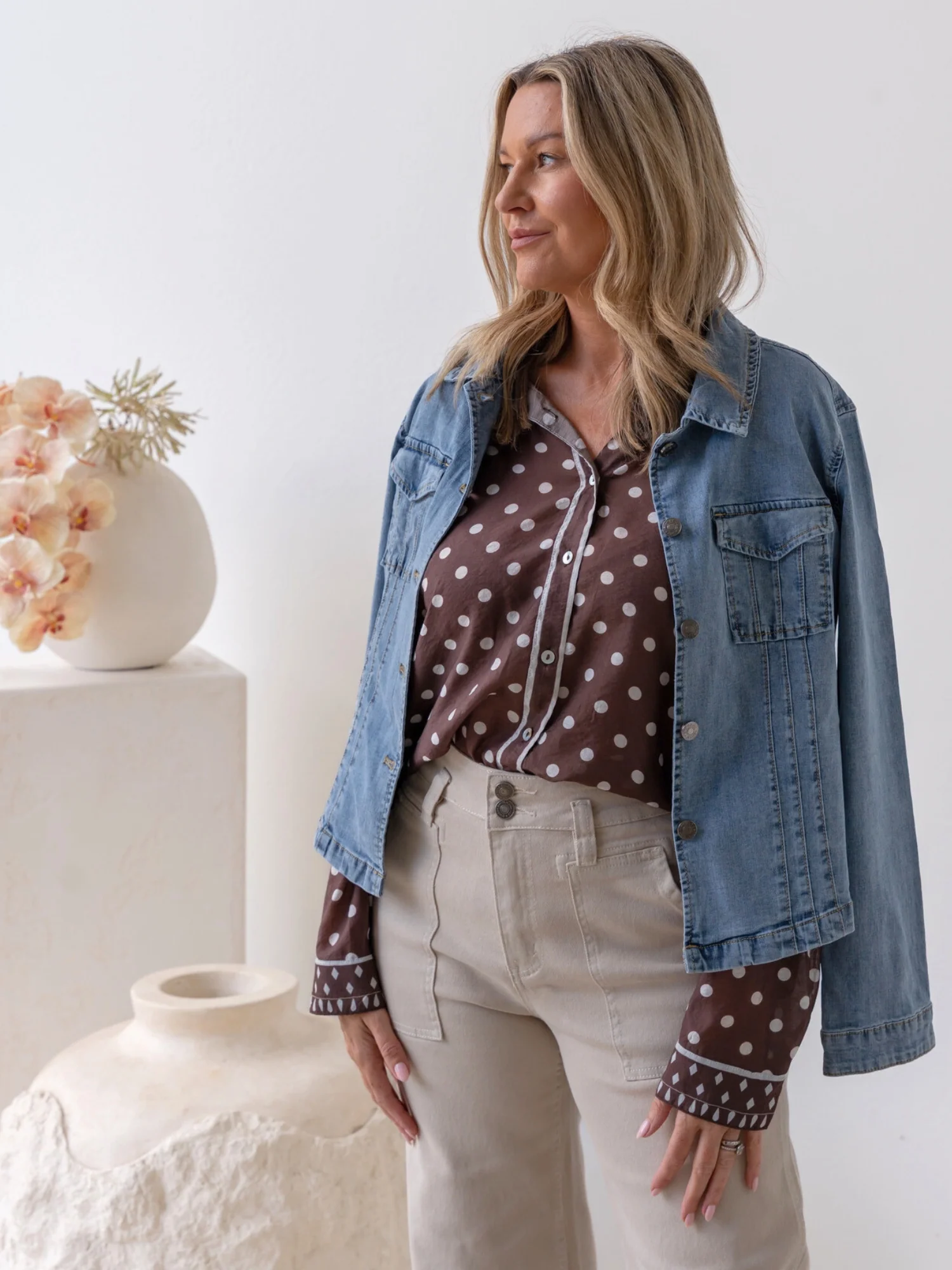 Retro Denim Jacket - Washed Denim - Image 7
