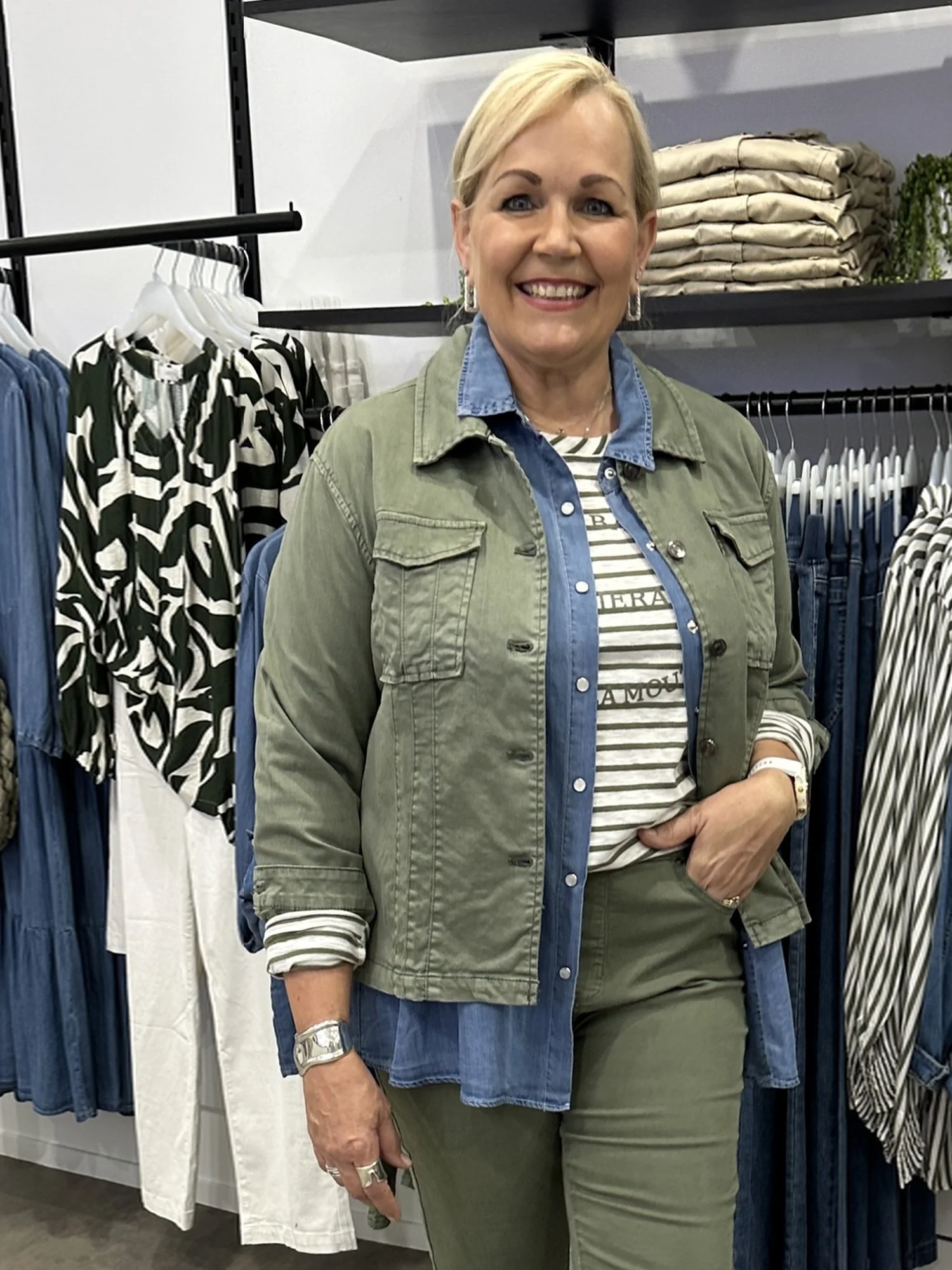 Retro Denim Jacket - Washed Khaki - Image 6