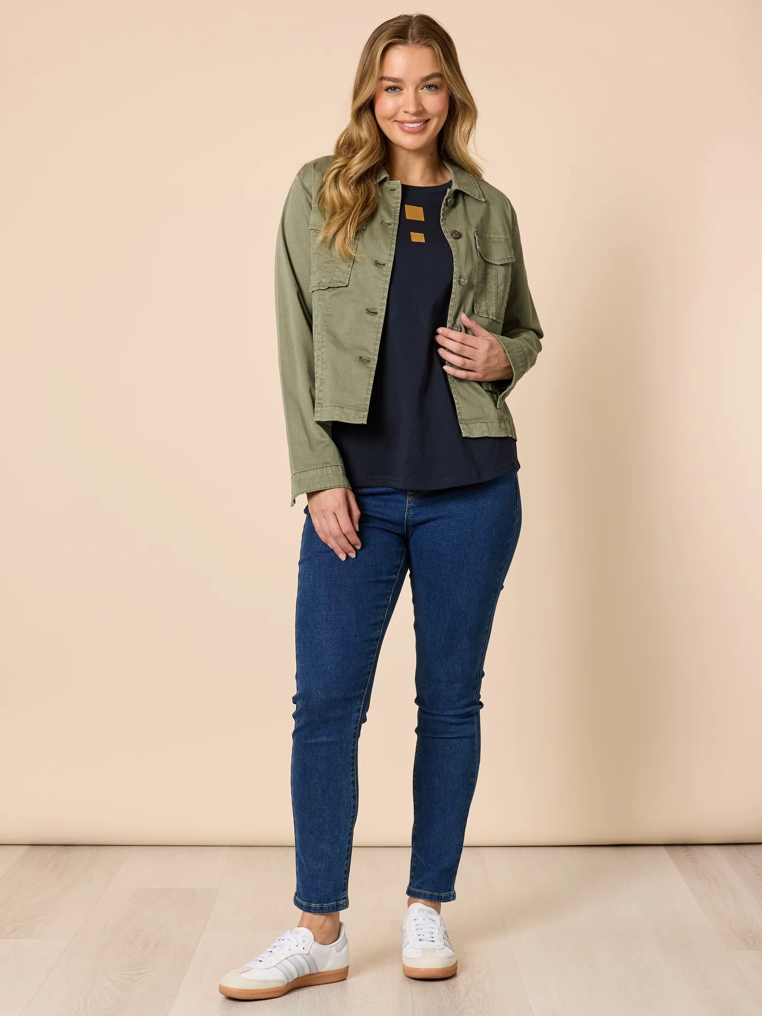 Retro Denim Jacket - Washed Khaki - Image 8