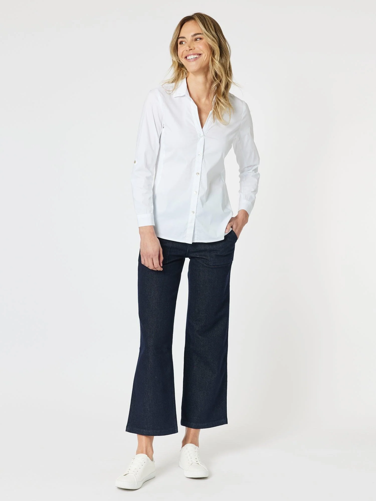 Emma Rib Detail Shirt - White - Image 4