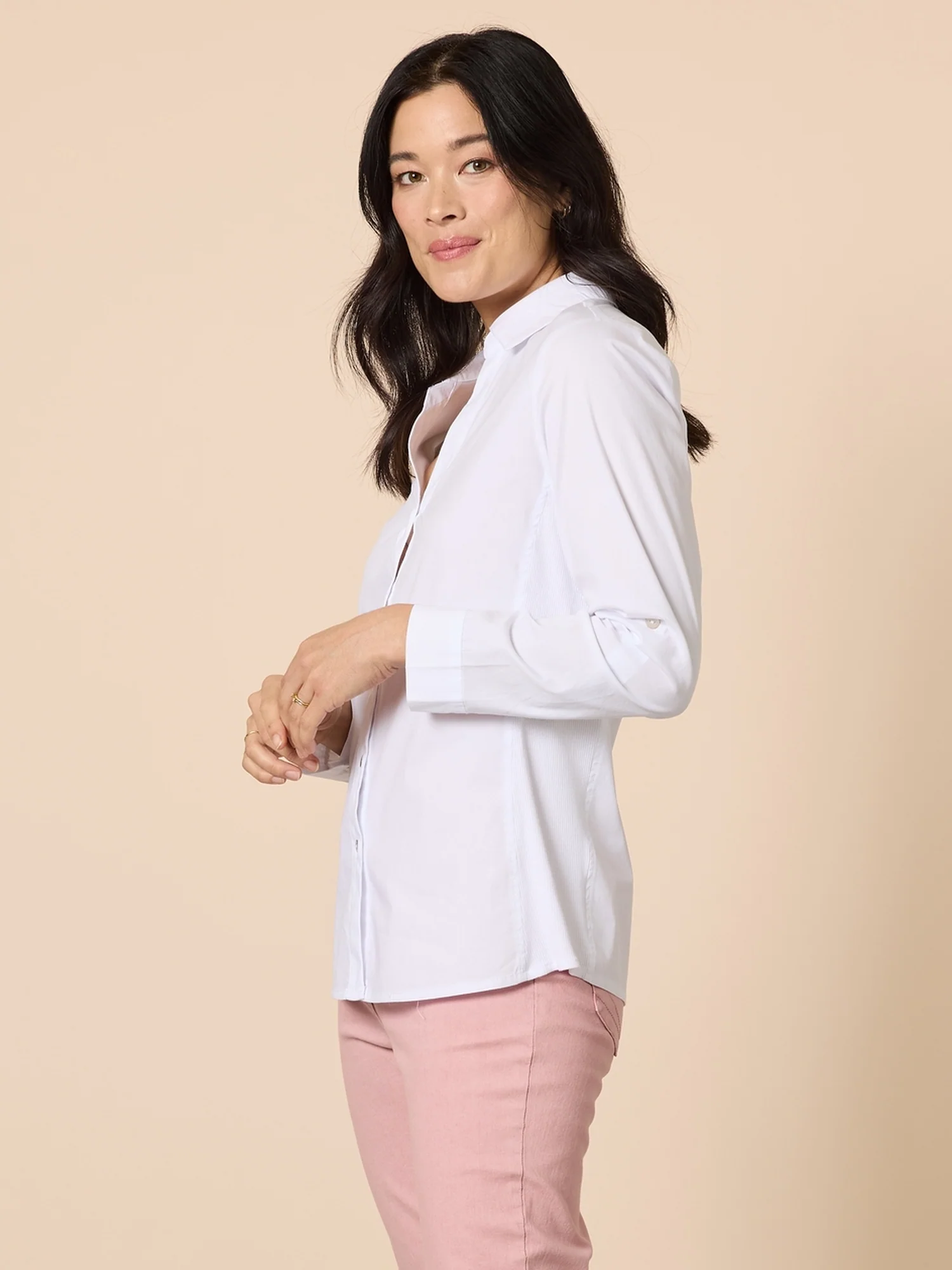 Emma Rib Detail Shirt - White - Image 5