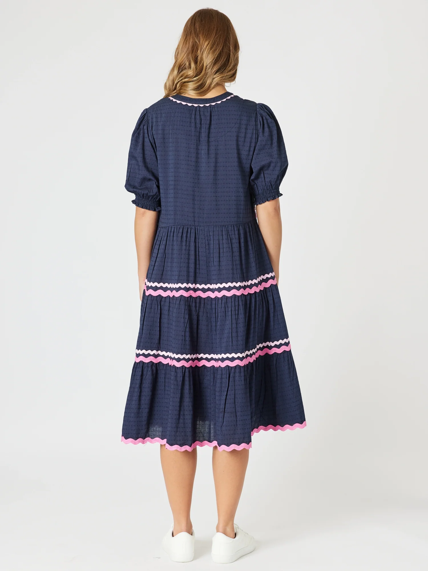 Ric Rac Tiered Dress - Navy - Image 4