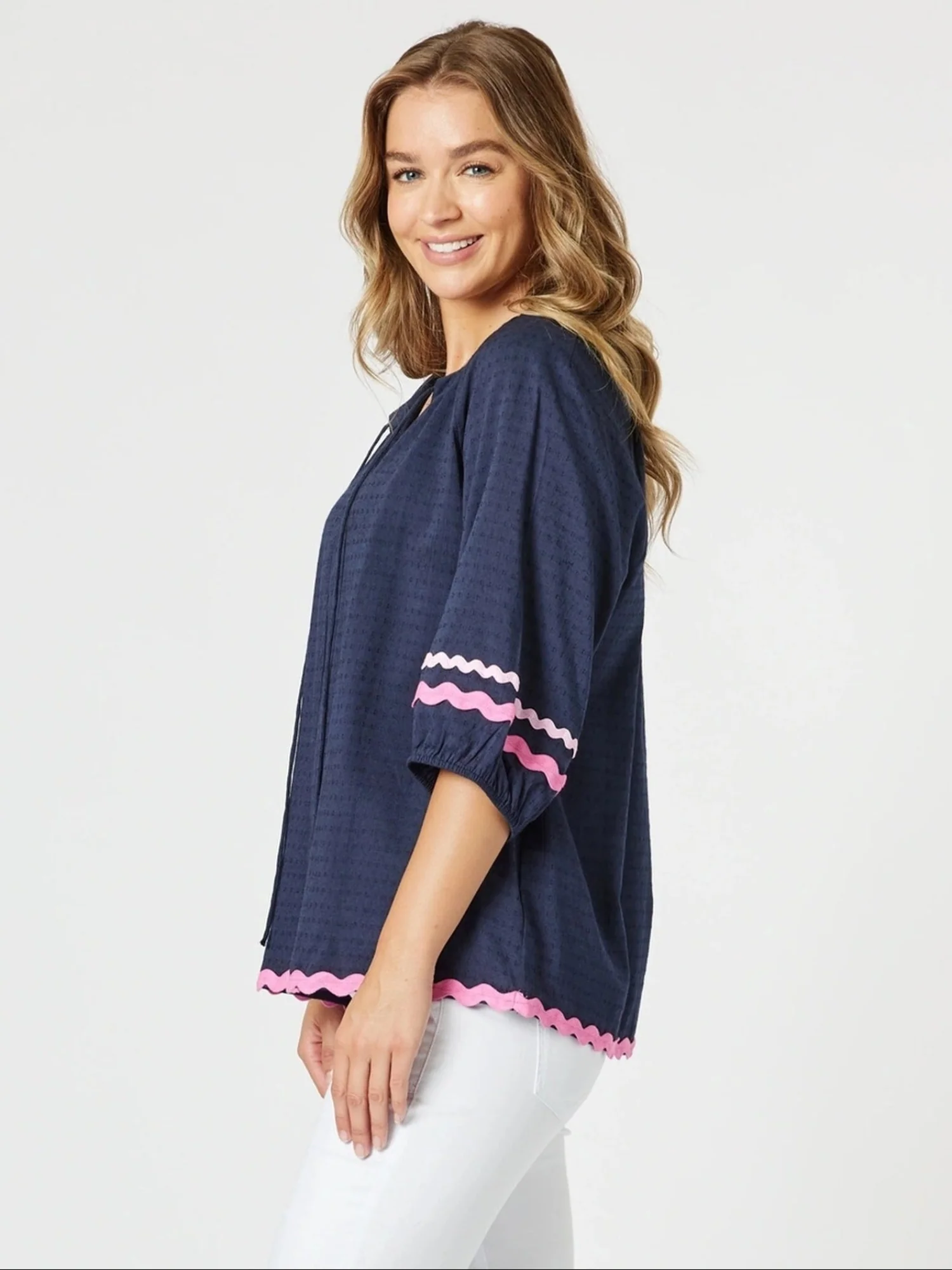 Ric Rac Top - Navy - Image 4
