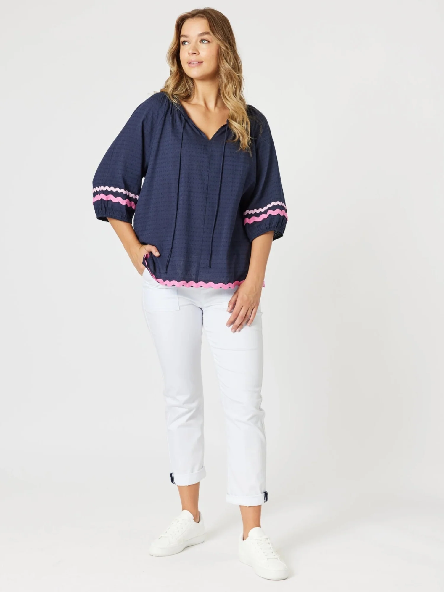 Ric Rac Top - Navy - Image 8