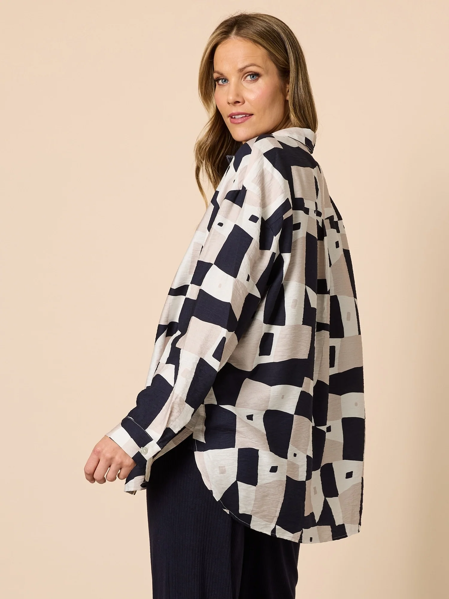 Rive Gauche Print Shacket - Navy Multi - Image 4