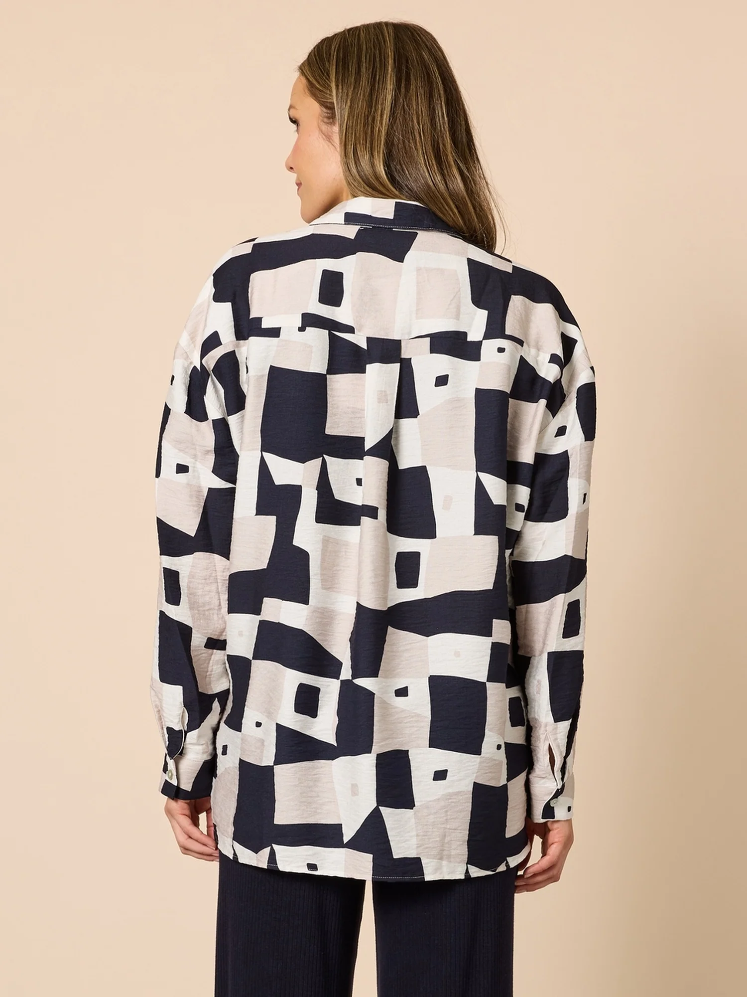 Rive Gauche Print Shacket - Navy Multi - Image 5