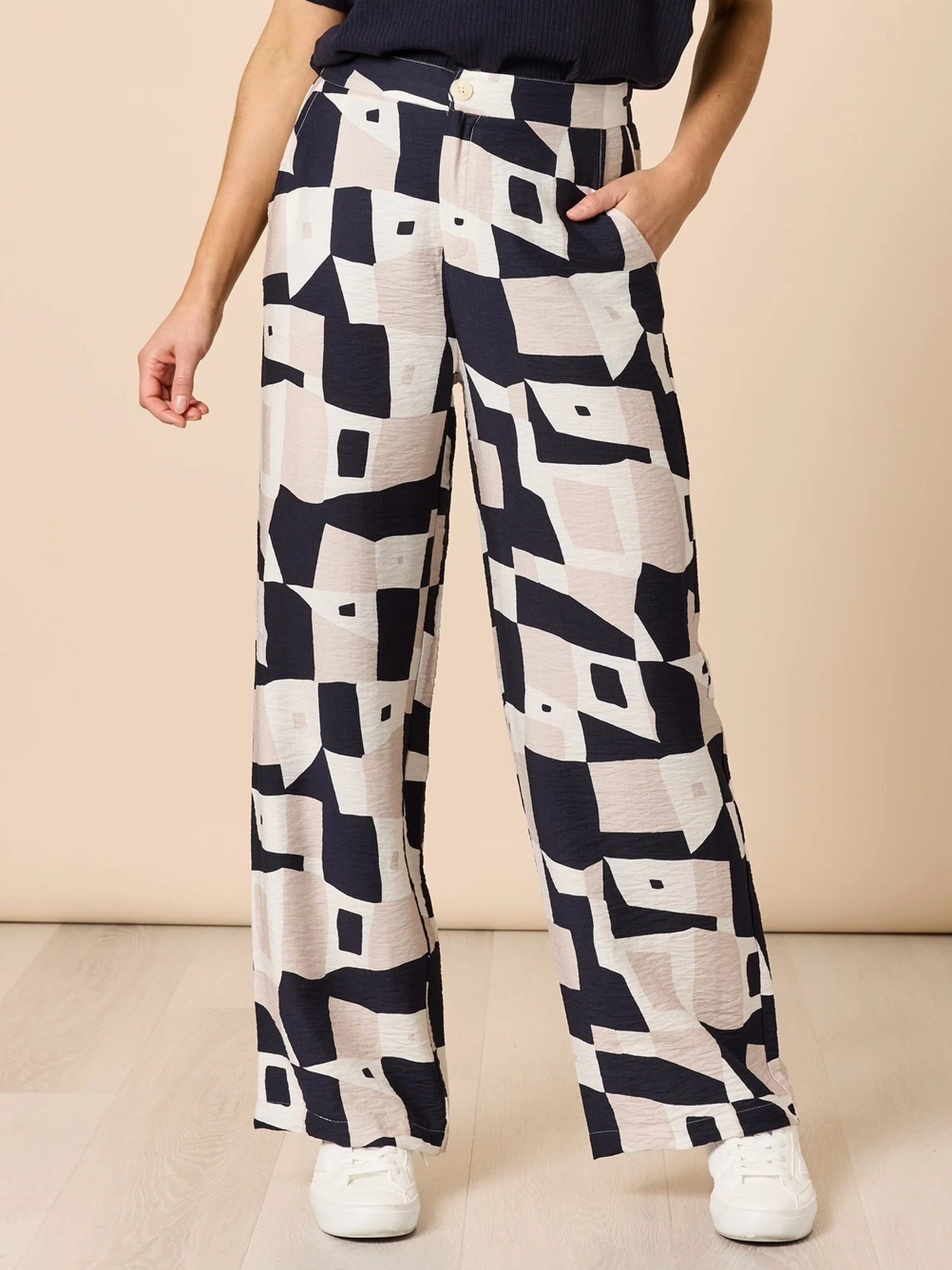 Rive Gauche Print Wide Leg Pant - Navy Multi