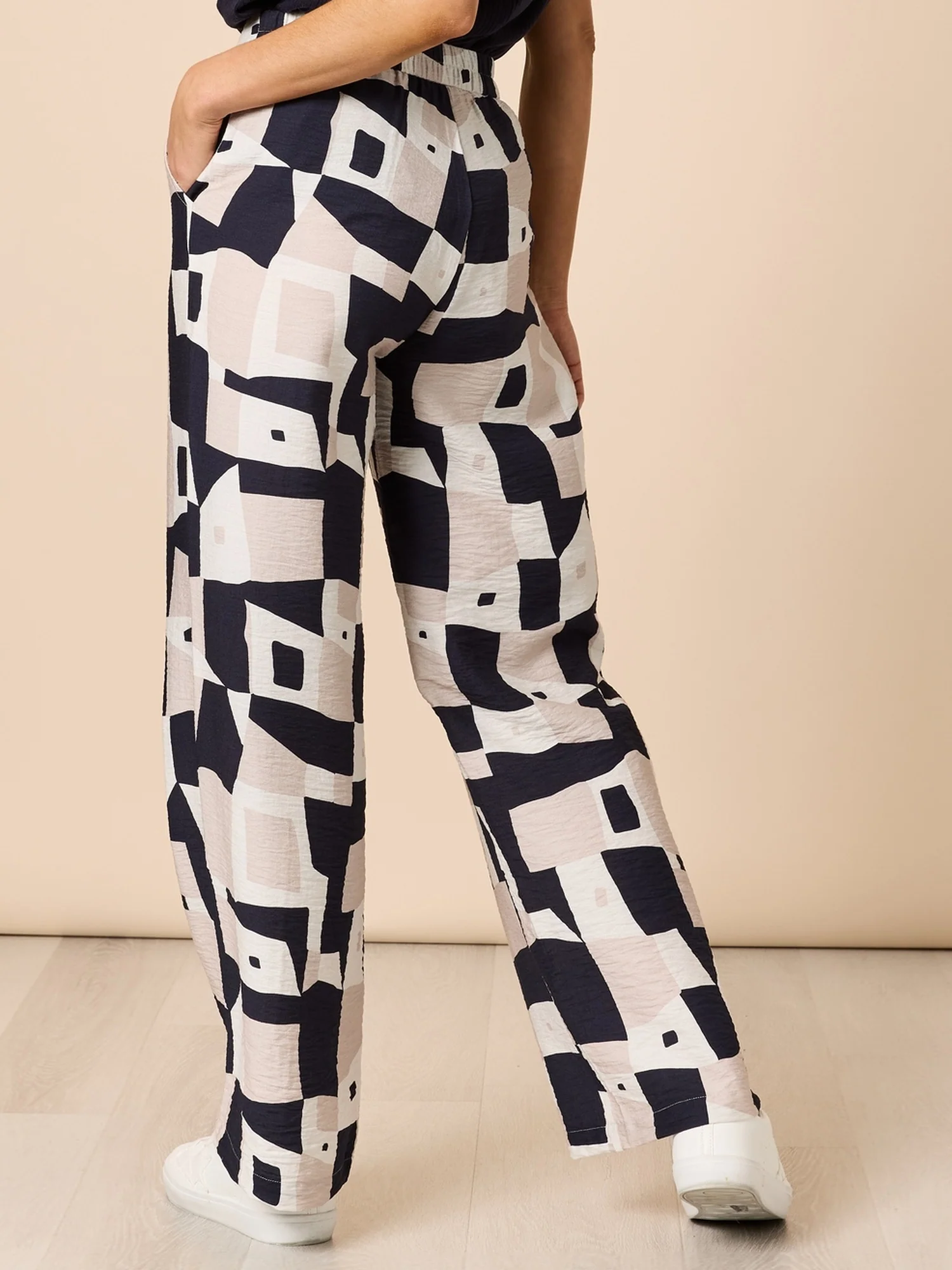 Rive Gauche Print Wide Leg Pant - Navy Multi - Image 4