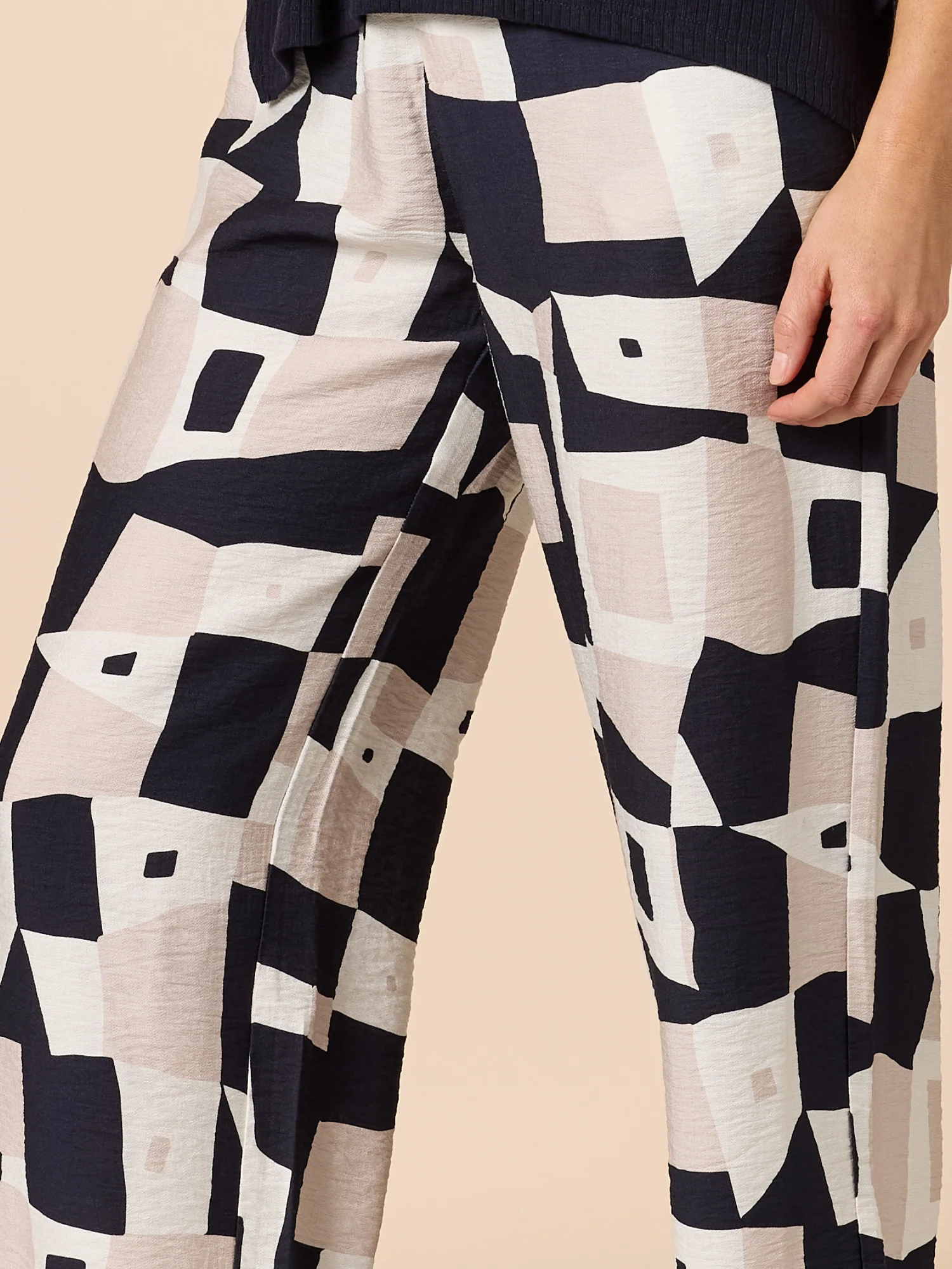 Rive Gauche Print Wide Leg Pant - Navy Multi - Image 5