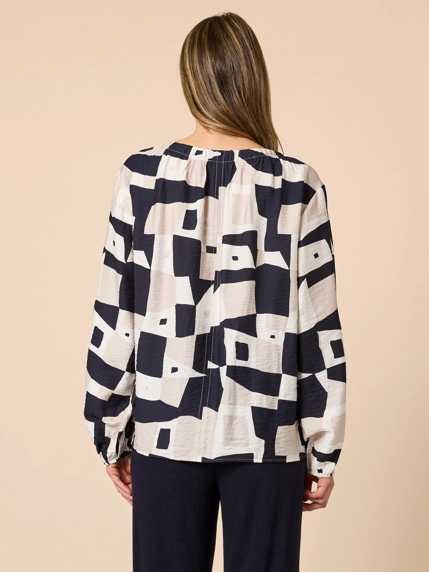 Rive Gauche Print Top - Navy Multi - Image 4