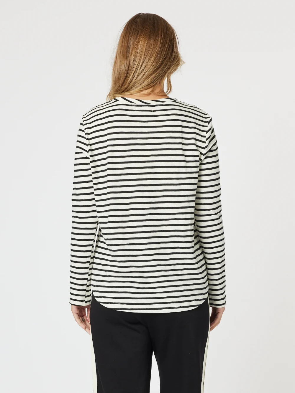 Riviera Long Sleeve Stripe Print Tee - Black/White - Image 5