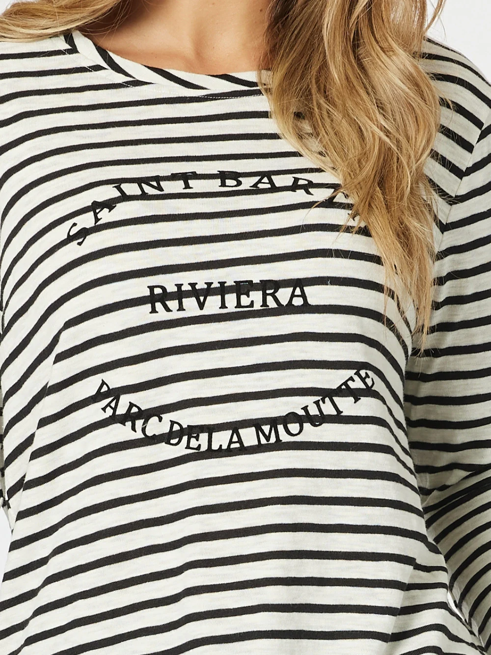 Riviera Long Sleeve Stripe Print Tee - Black/White - Image 6