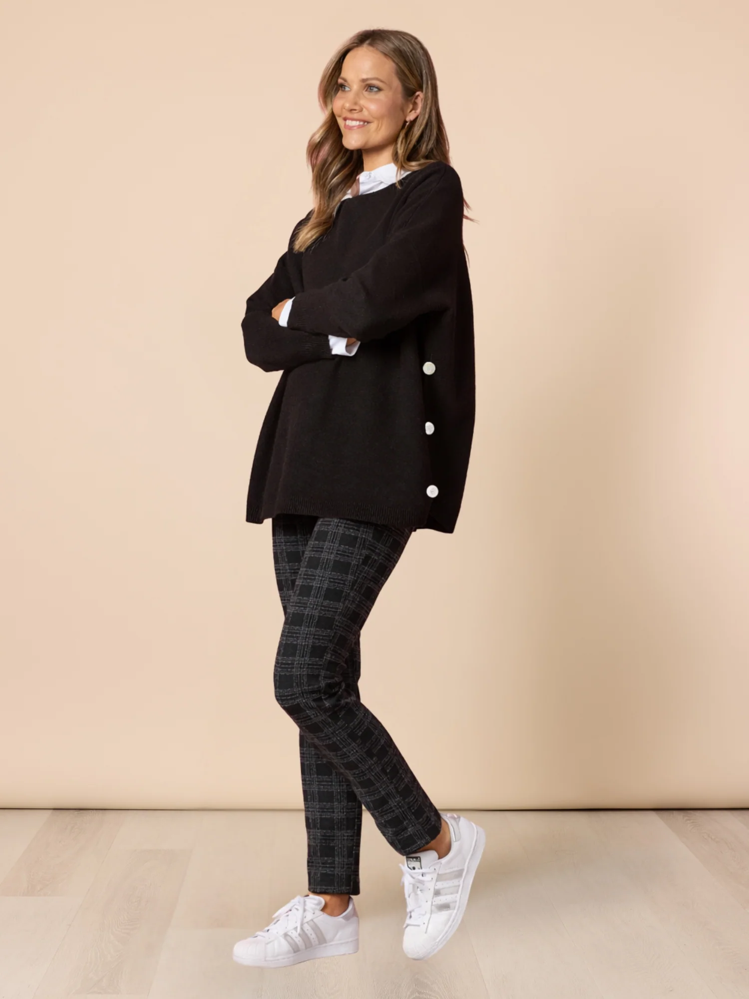 Rochelle Side Button Knit - Black - Image 2