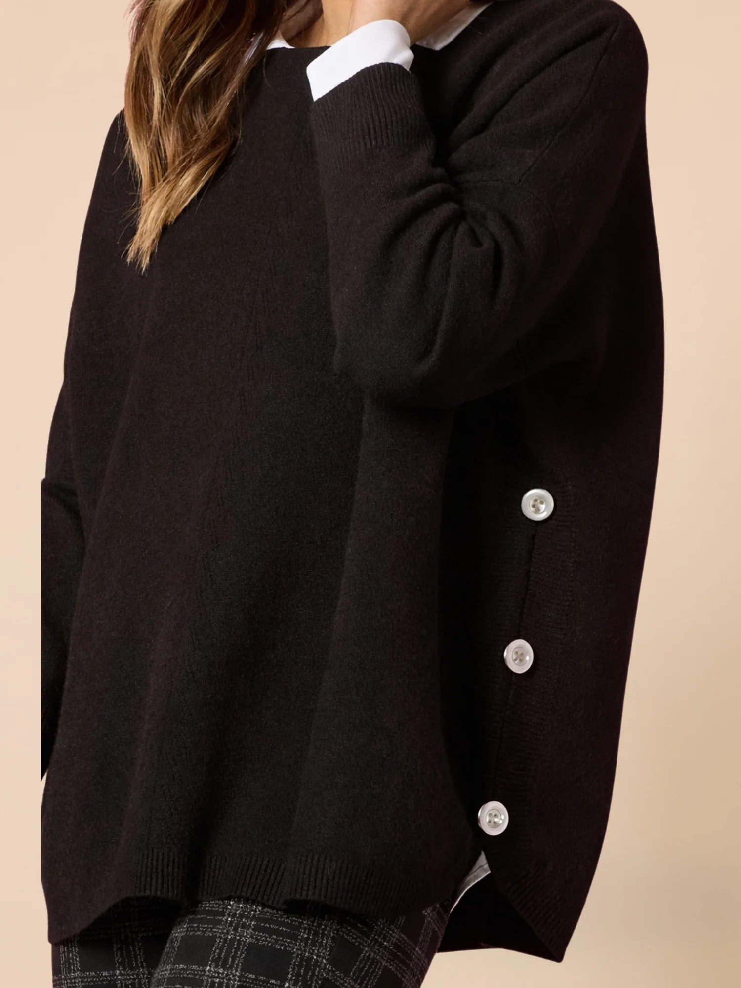 Rochelle Side Button Knit - Black - Image 5
