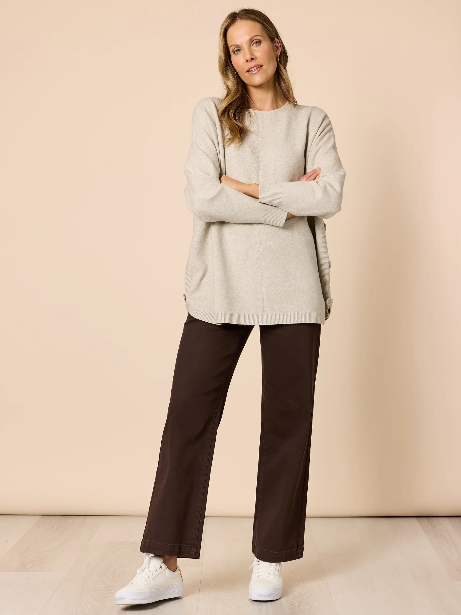 Rochelle Side Button Knit - Natural - Image 2