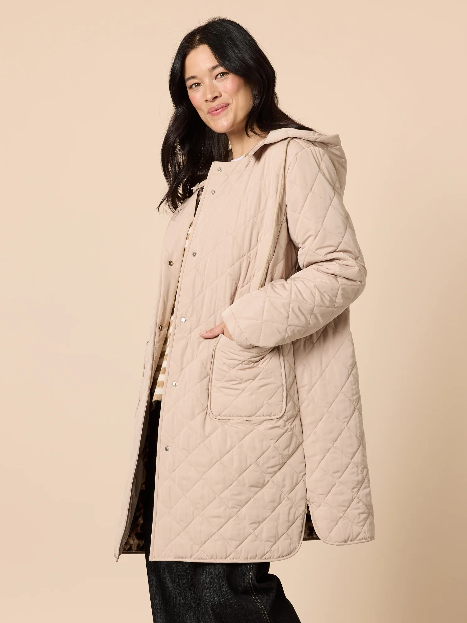 Rodeo Longline Quilted Jacket - Natural - Image 3