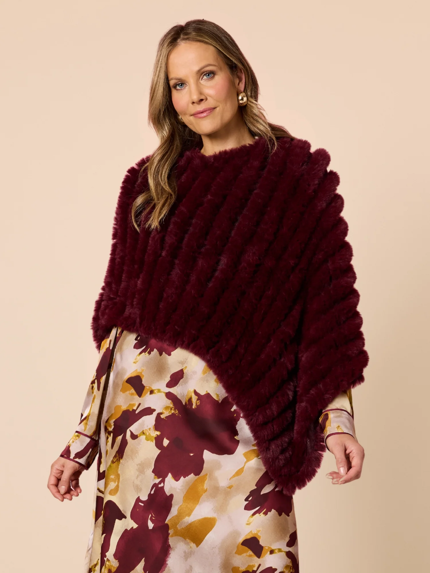 Roma Faux Fur Poncho - Shiraz