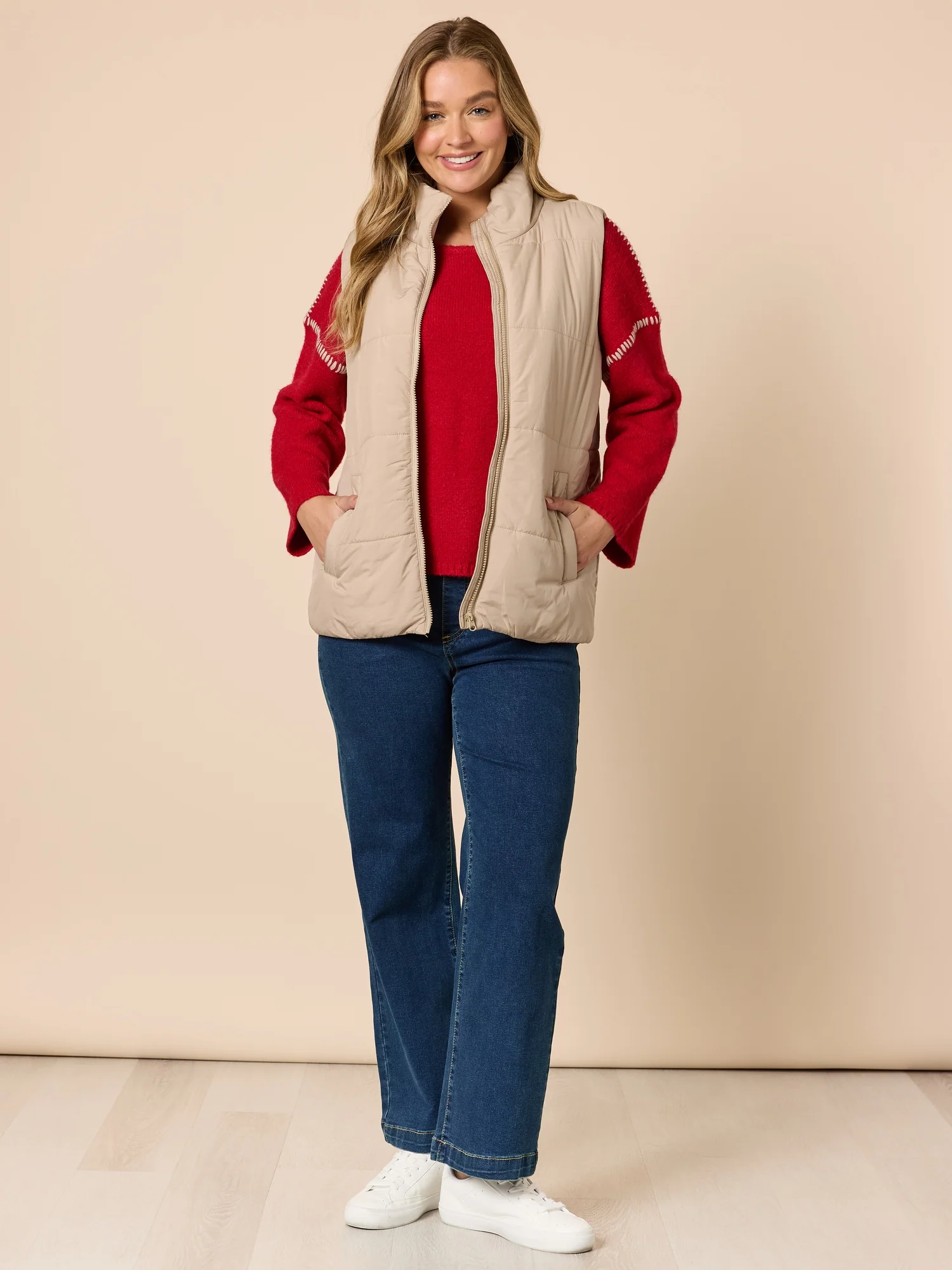 Rouge Contrast Stitch Knit - Red - Image 7