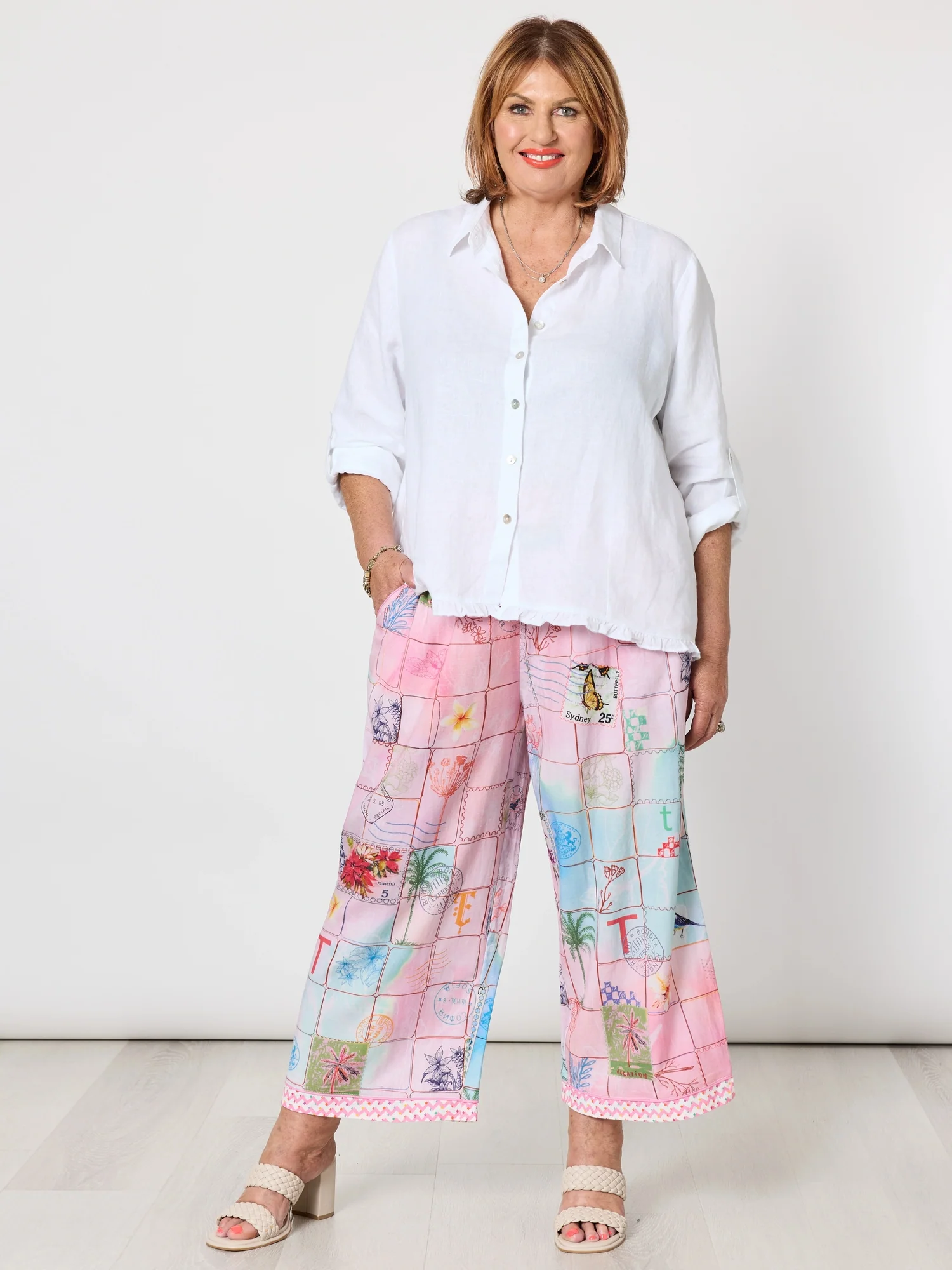 Ruffle Hem Linen Shirt - White - Image 14