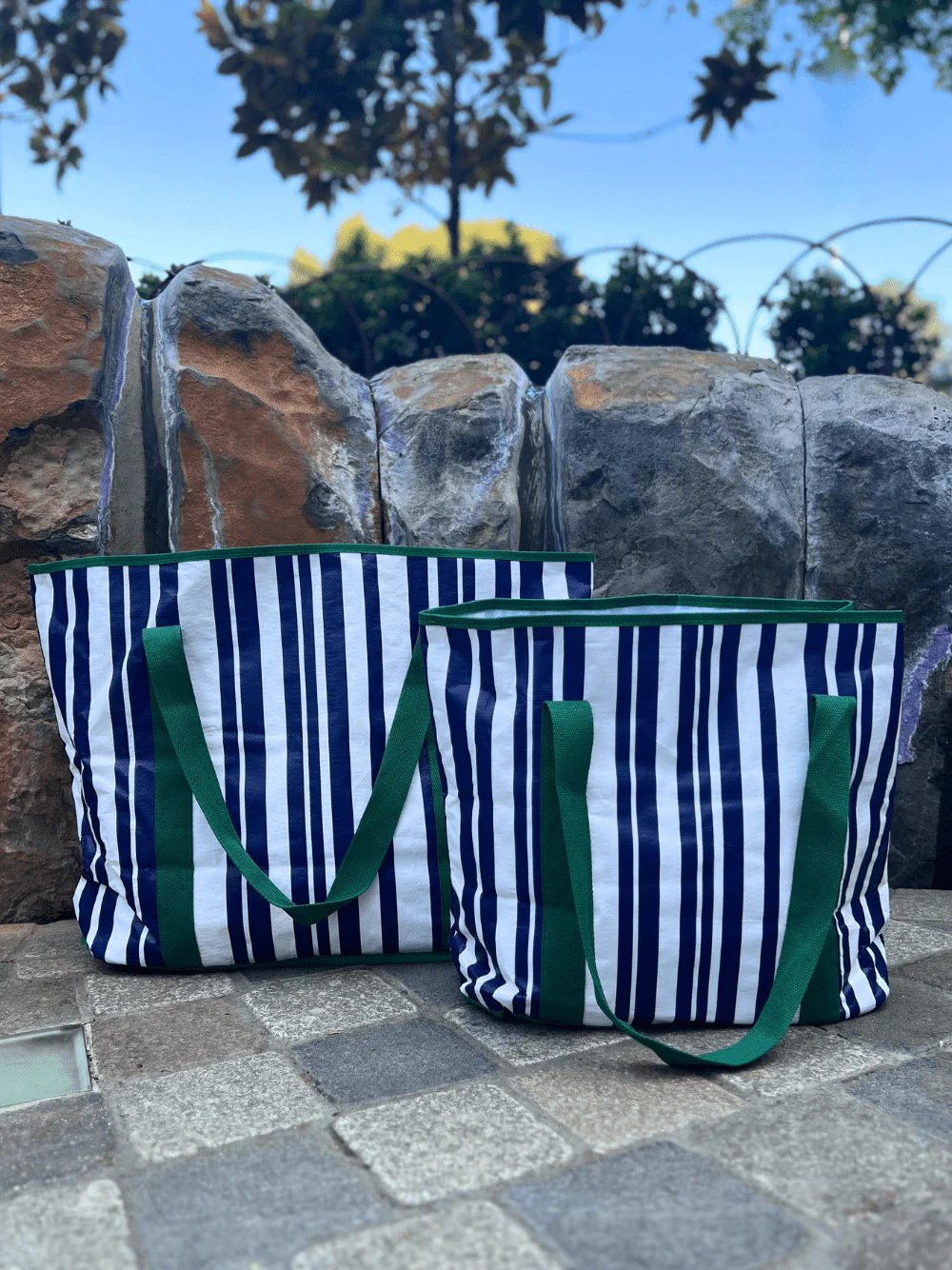 Sabbia Beach Bag Large - Green Stripe - Image 8