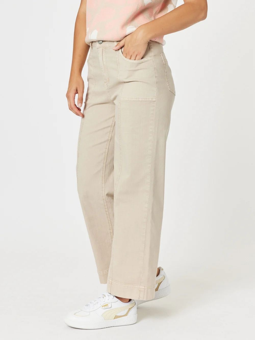 Sabrina Wide Leg Jean - Natural - Image 7