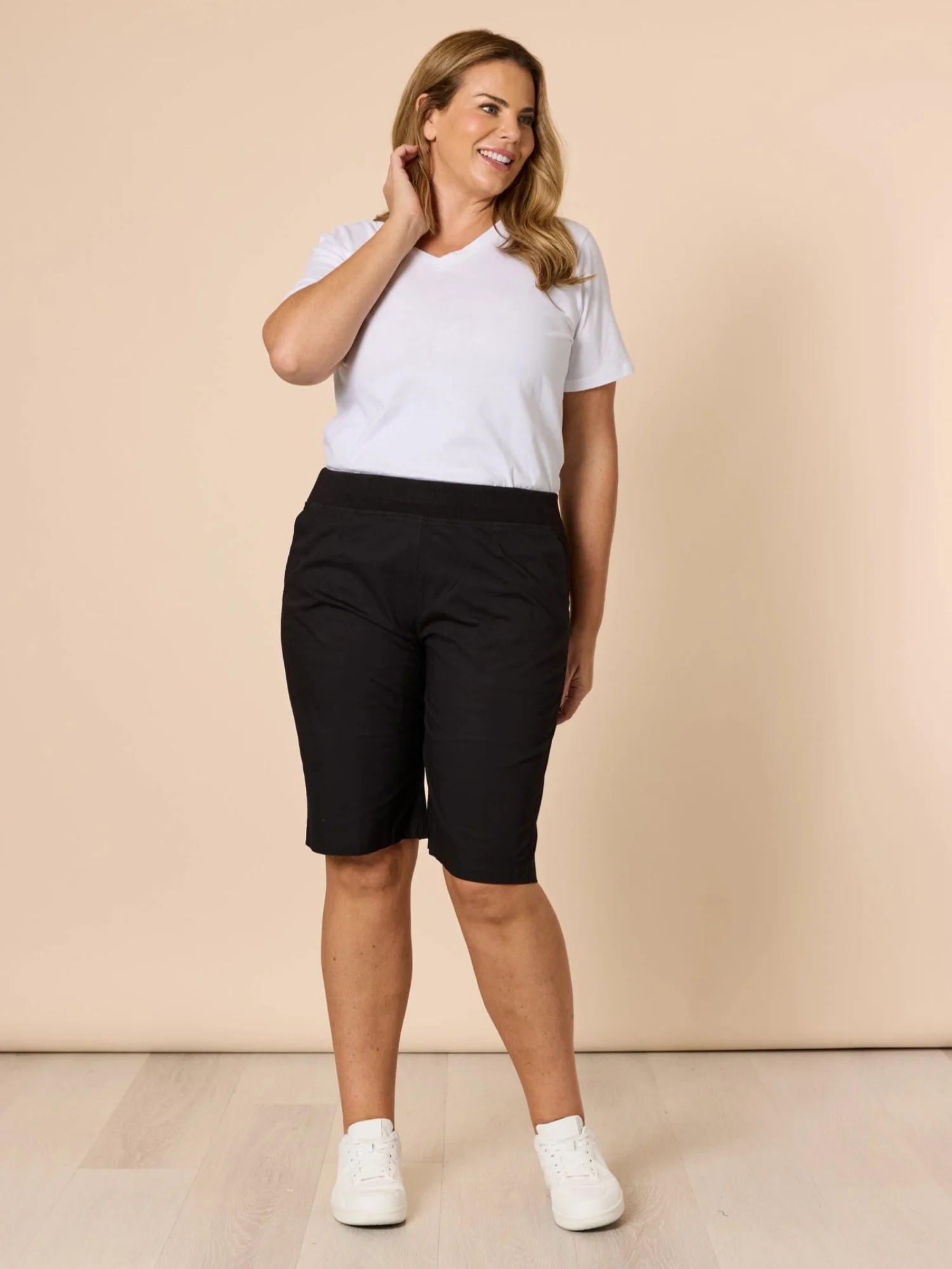 Santorini Cotton Pull On Short - Black - Image 11