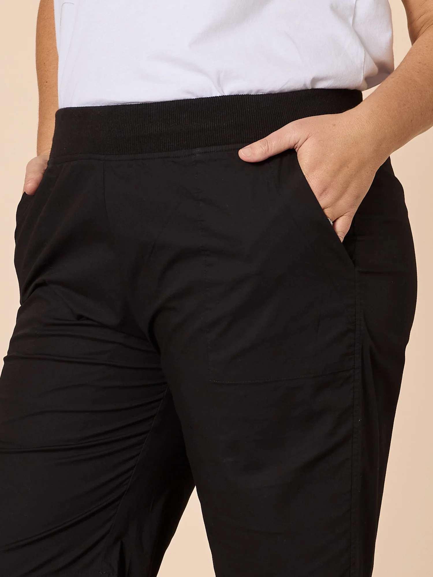 Santorini Cotton Pull On Short - Black - Image 5