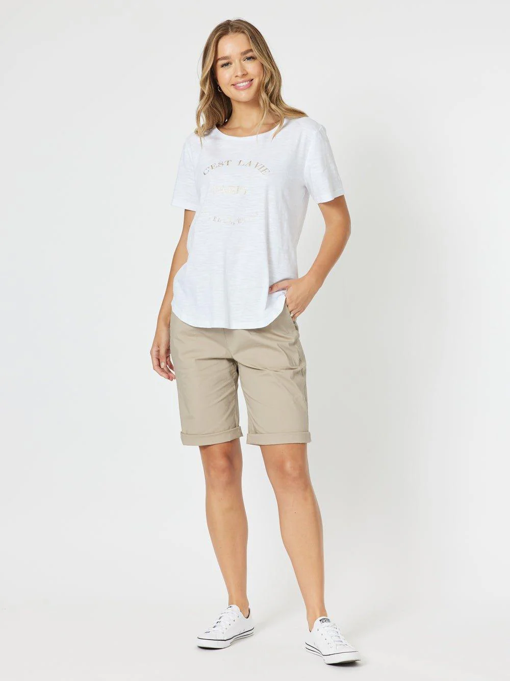 Santorini Cotton Pull On Short - Natural - Image 11