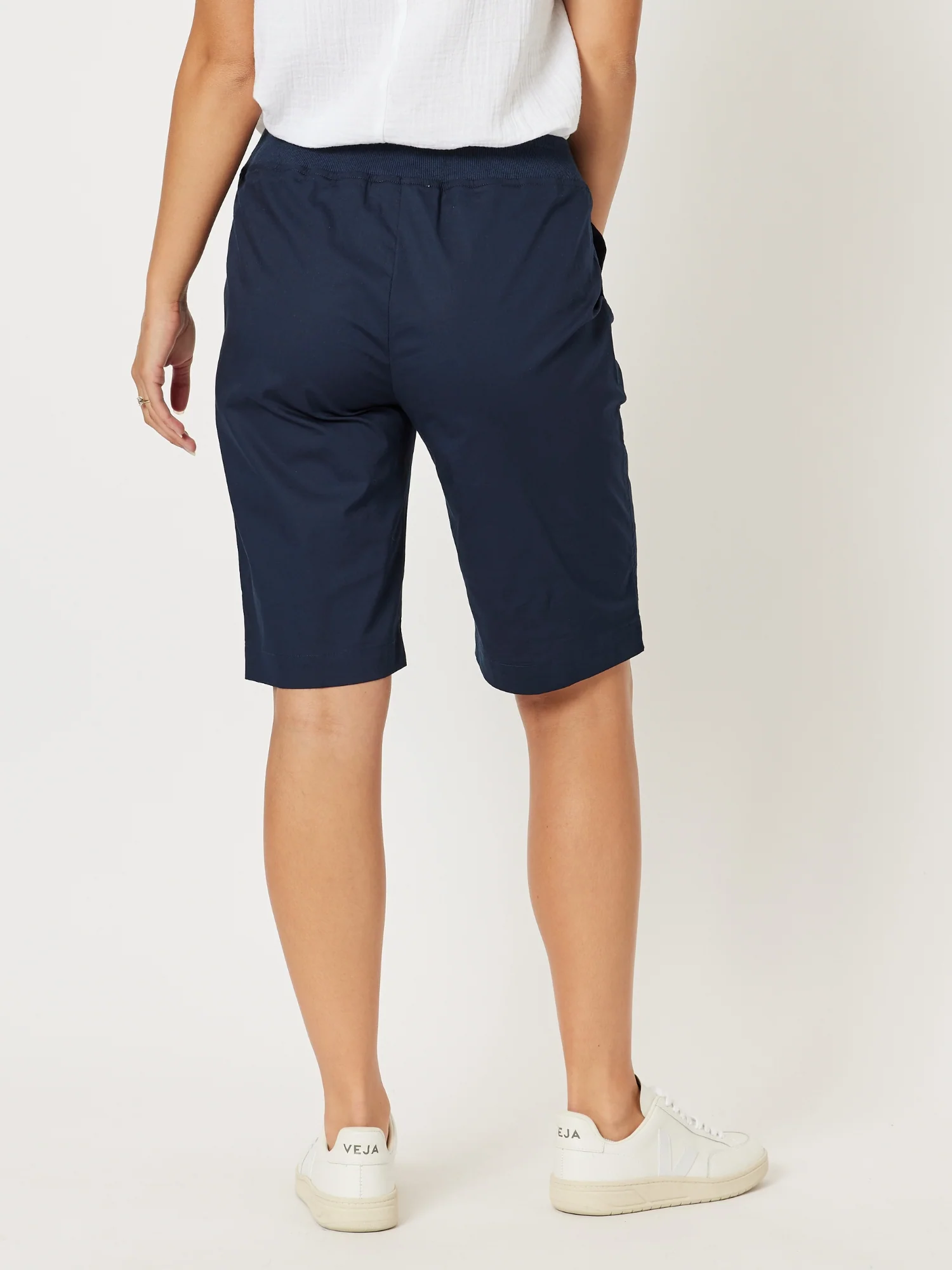 Santorini Cotton Pull On Short - Navy - Image 5