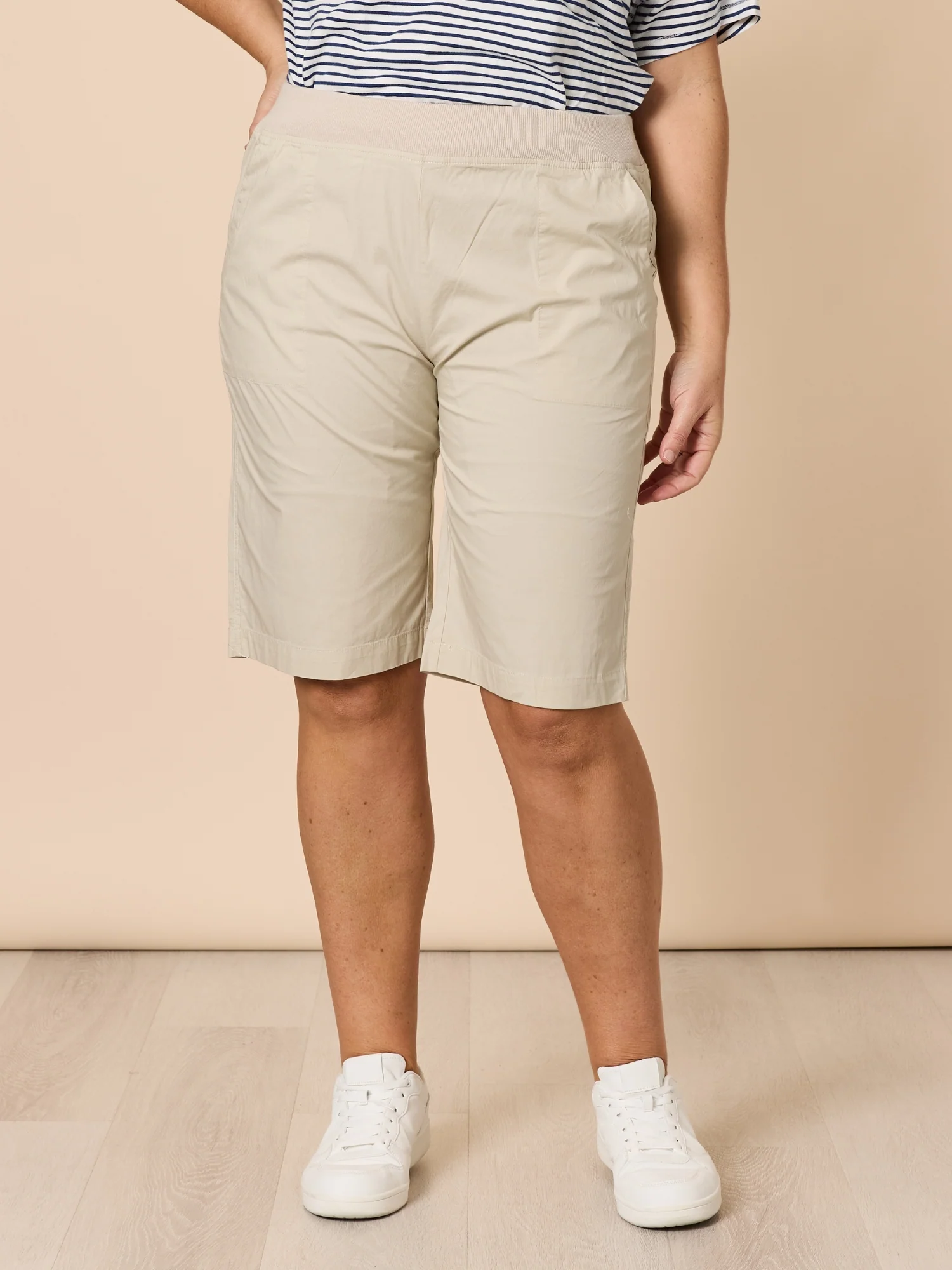 Santorini Cotton Pull On Short - Stone - Image 5
