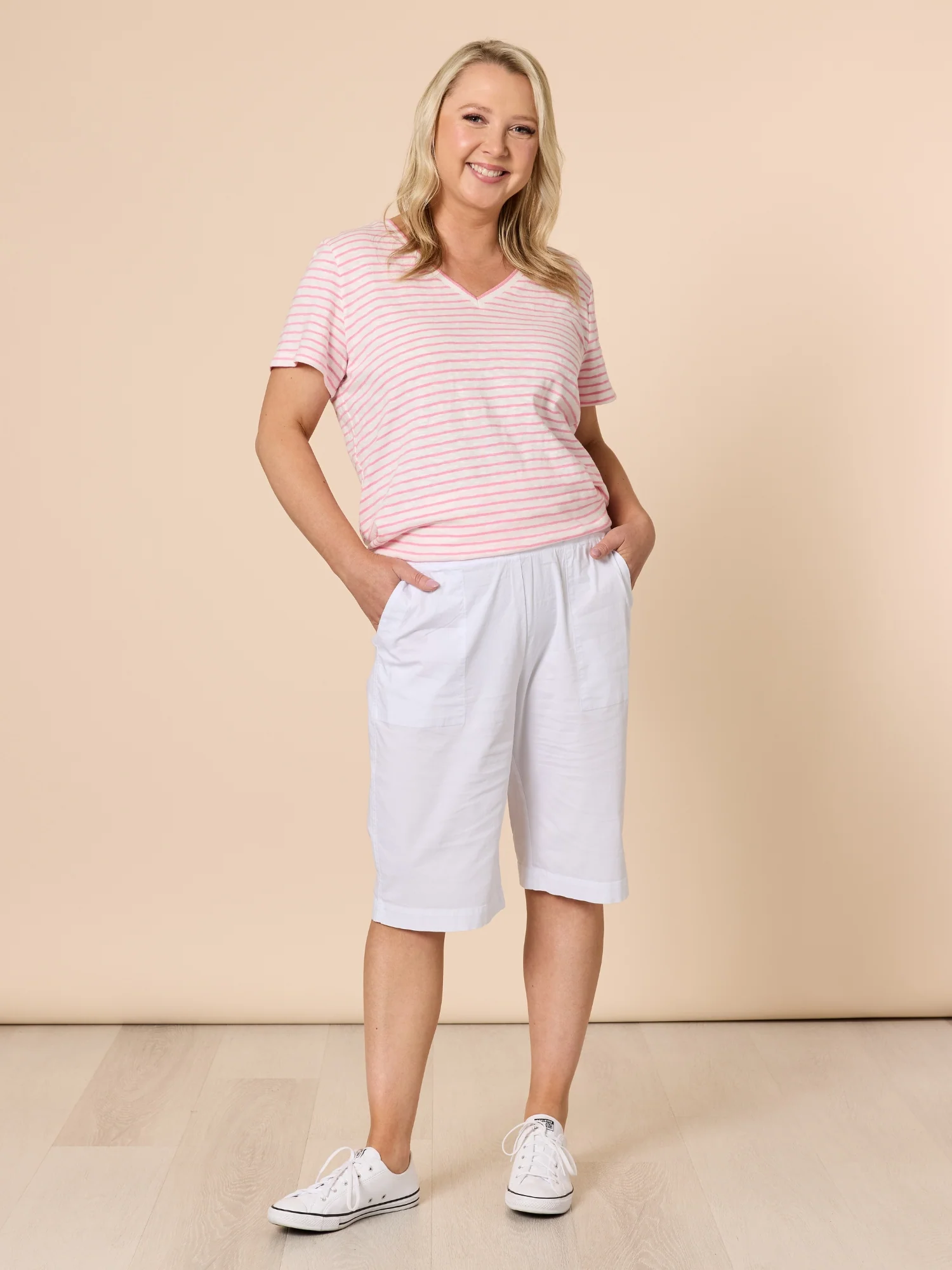 Santorini Cotton Pull On Short - White - Image 3