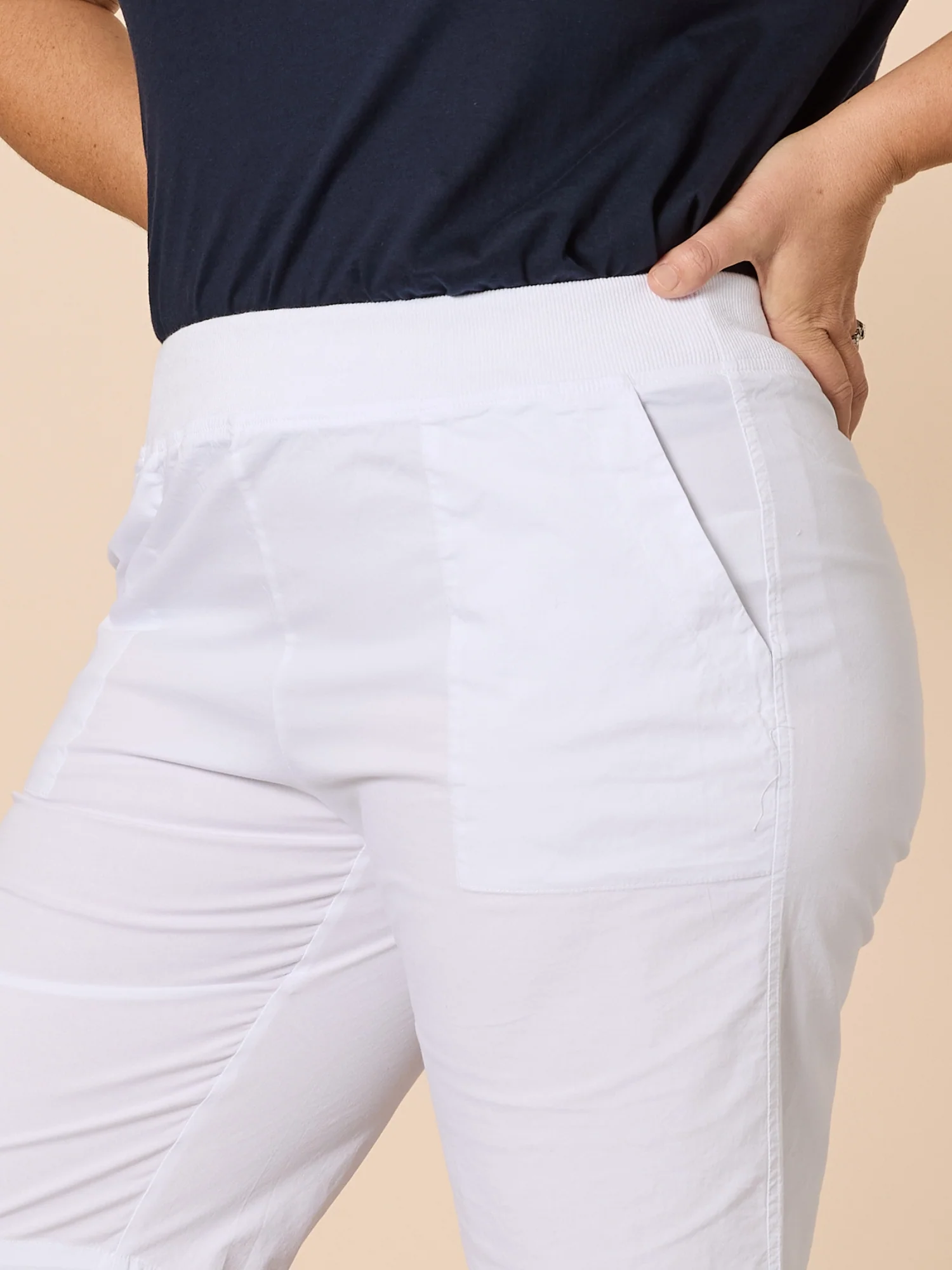 Santorini Cotton Pull On Short - White - Image 7