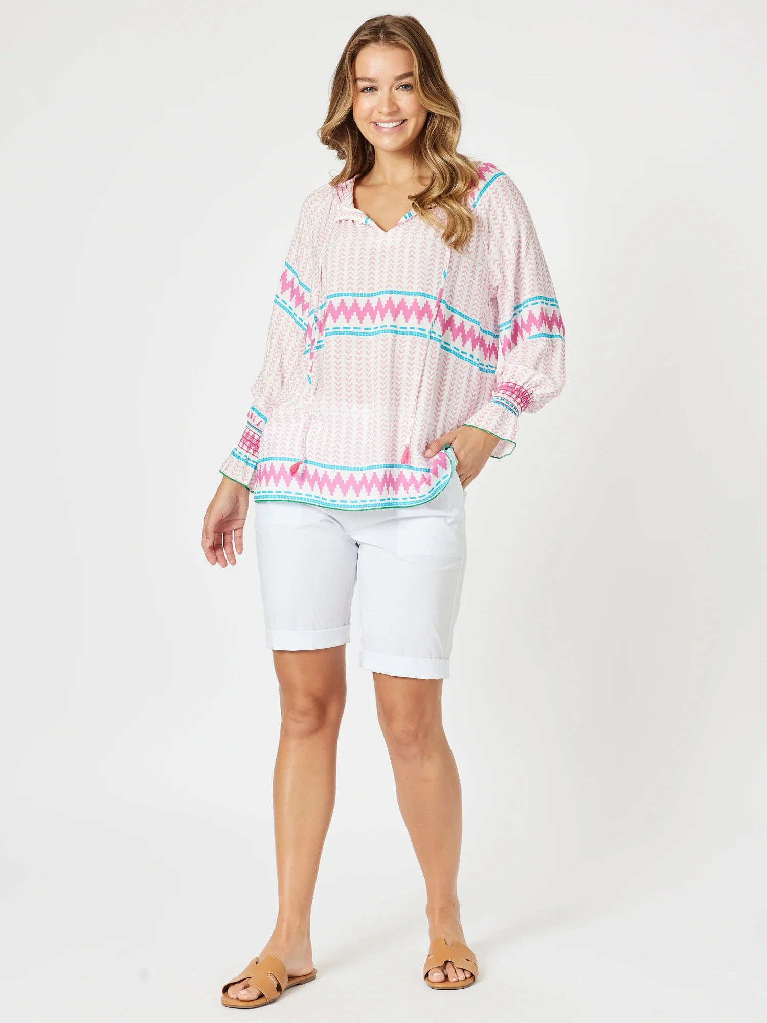 Santorini Cotton Pull On Short - White - Image 8