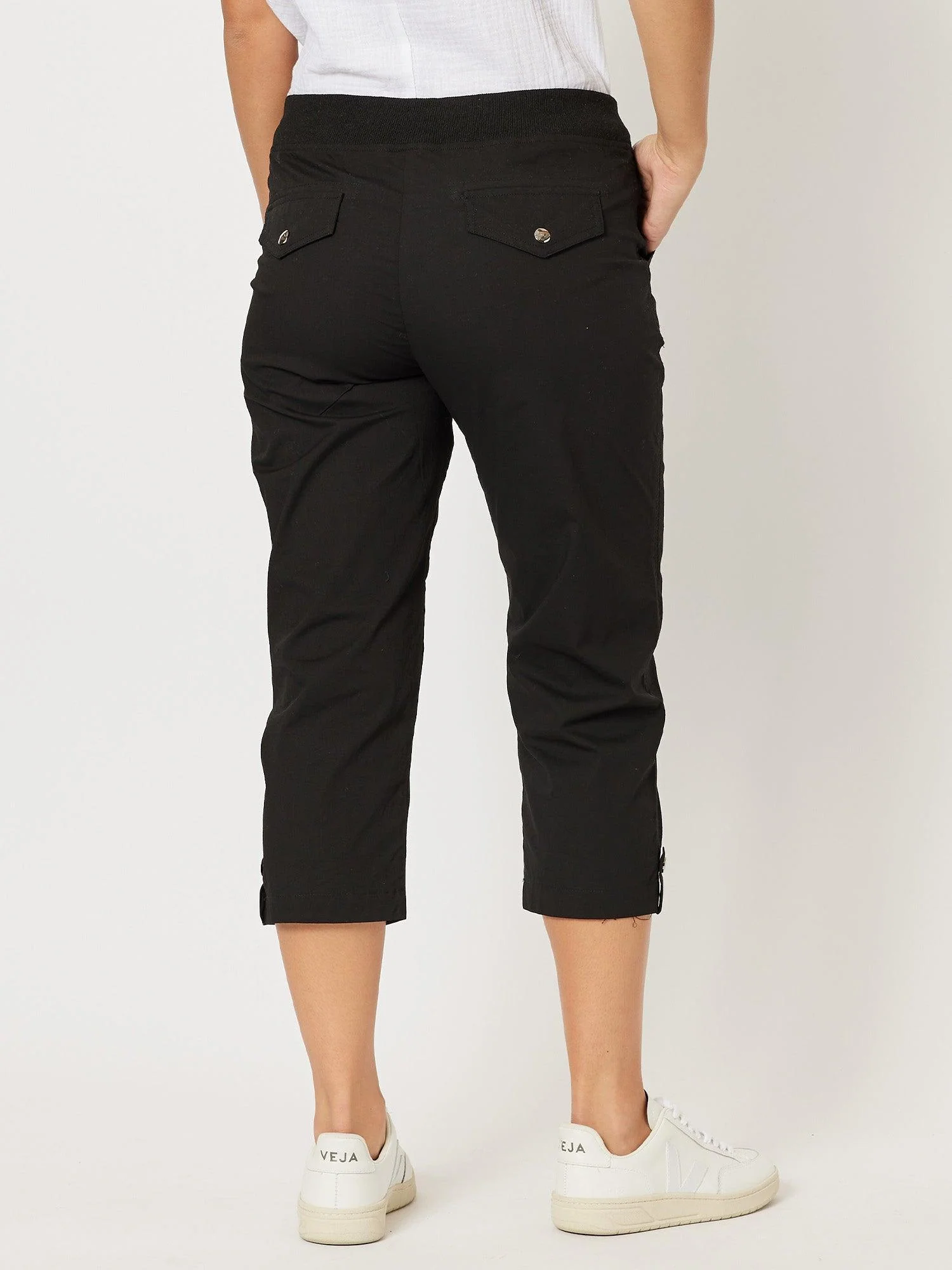 Santorini Cropped Cotton Pant - Black - Image 7