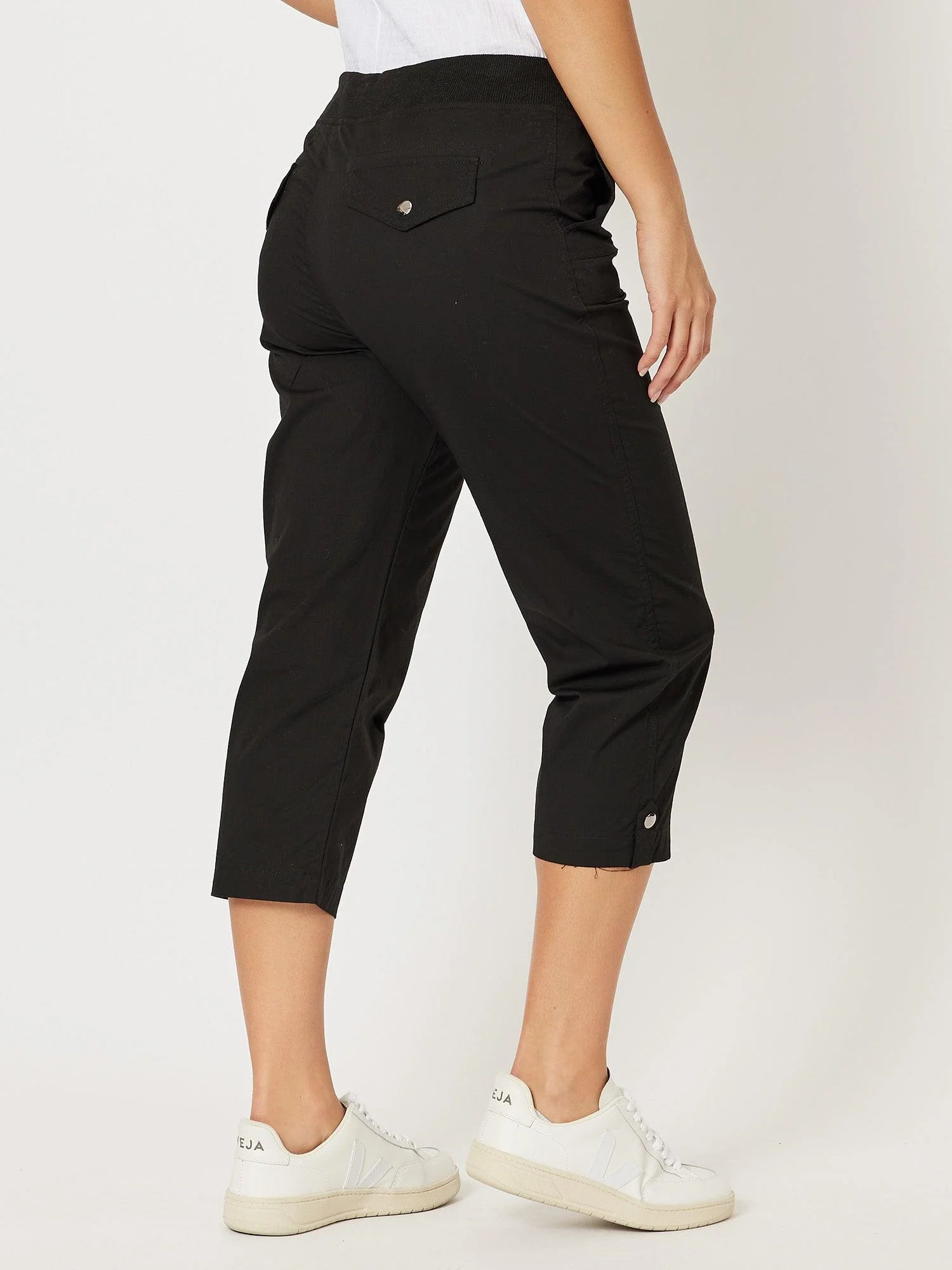 Santorini Cropped Cotton Pant - Black - Image 9