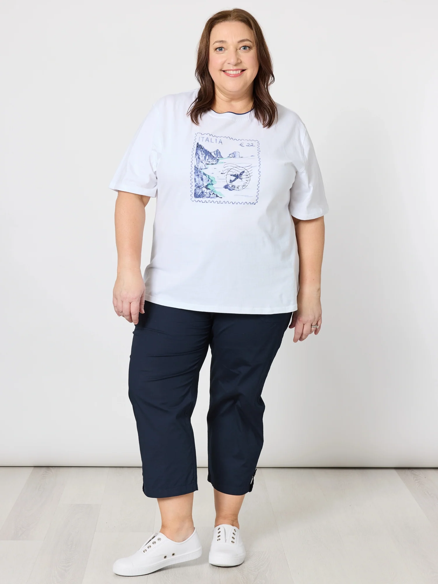 Santorini Cropped Cotton Pant - Navy - Image 13
