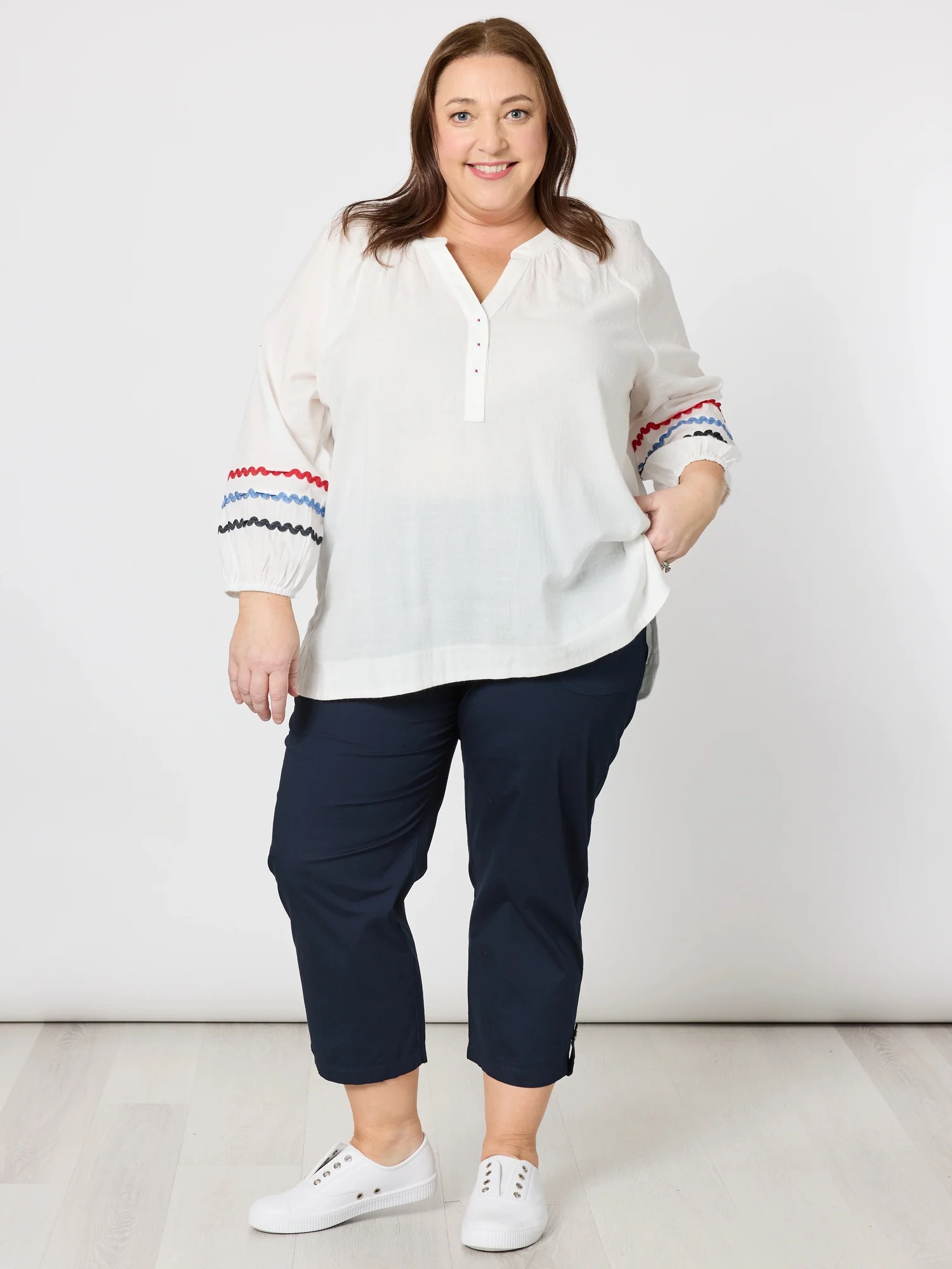 Santorini Cropped Cotton Pant - Navy - Image 4