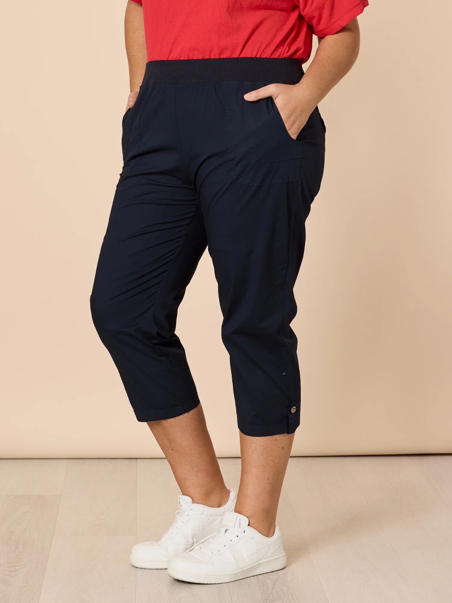 Santorini Cropped Cotton Pant - Navy - Image 5