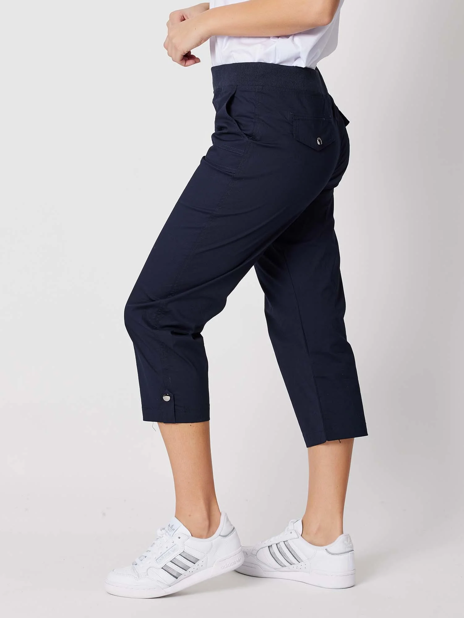 Santorini Cropped Cotton Pant - Navy - Image 7