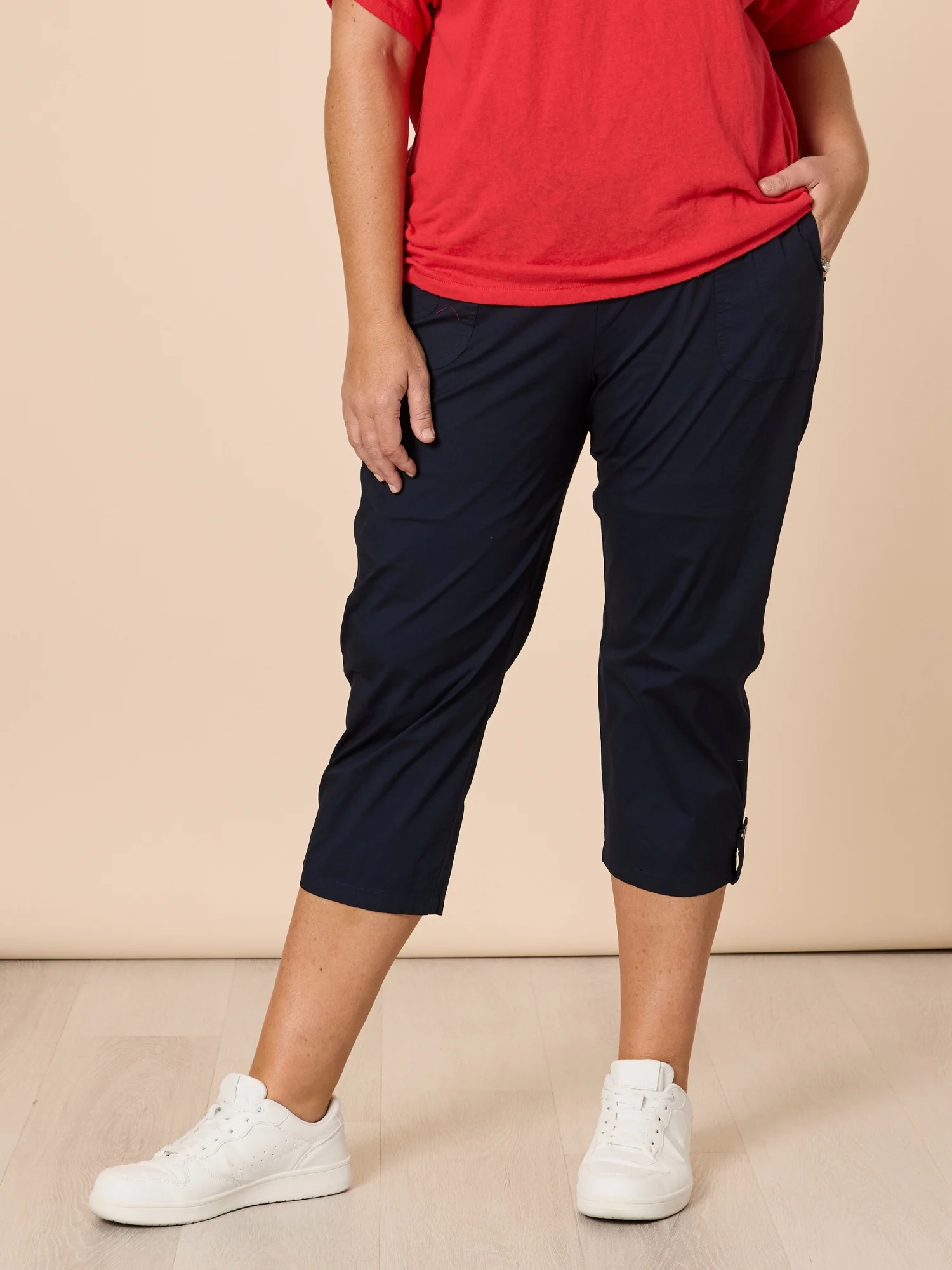 Santorini Cropped Cotton Pant - Navy - Image 8