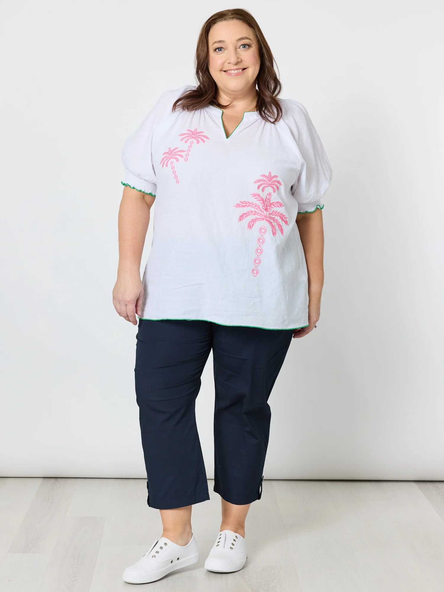 Santorini Cropped Cotton Pant - White - Image 13