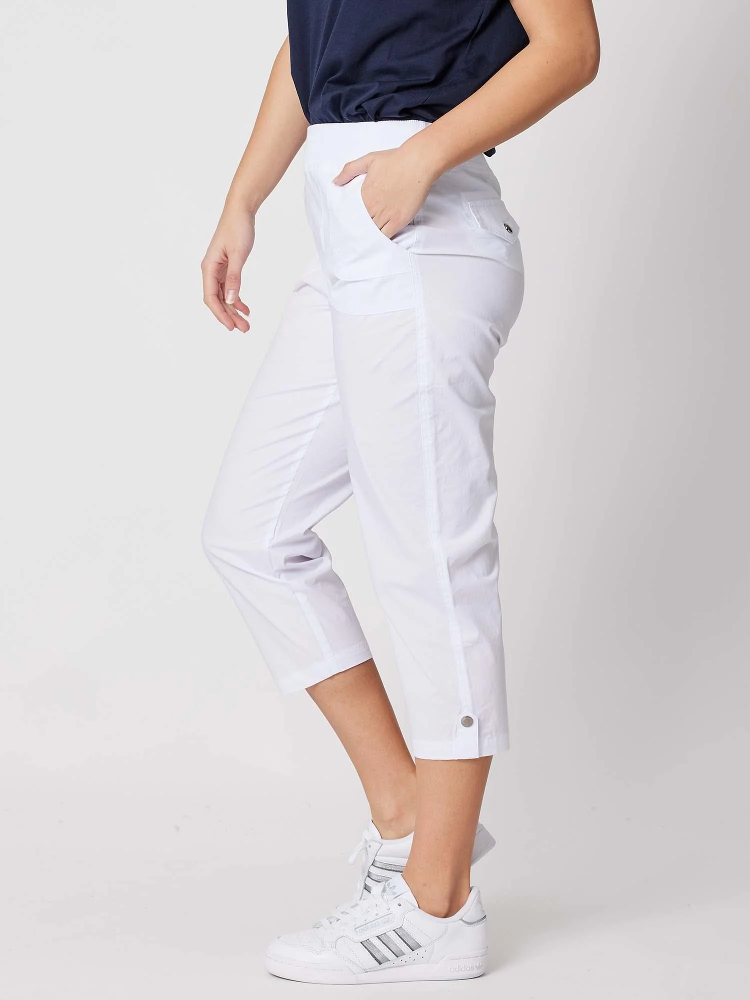 Santorini Cropped Cotton Pant - White - Image 6